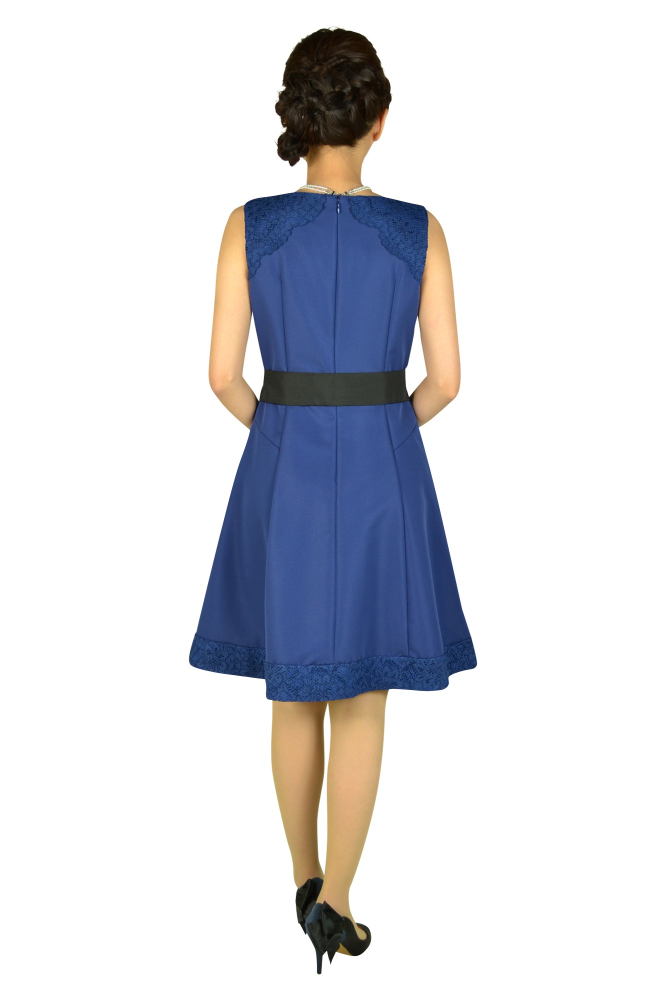 首元ビジュブルーフレアドレス