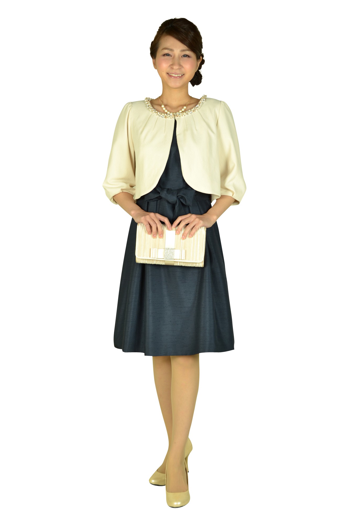 首元ビジュノーカラーシャンパンジャケット