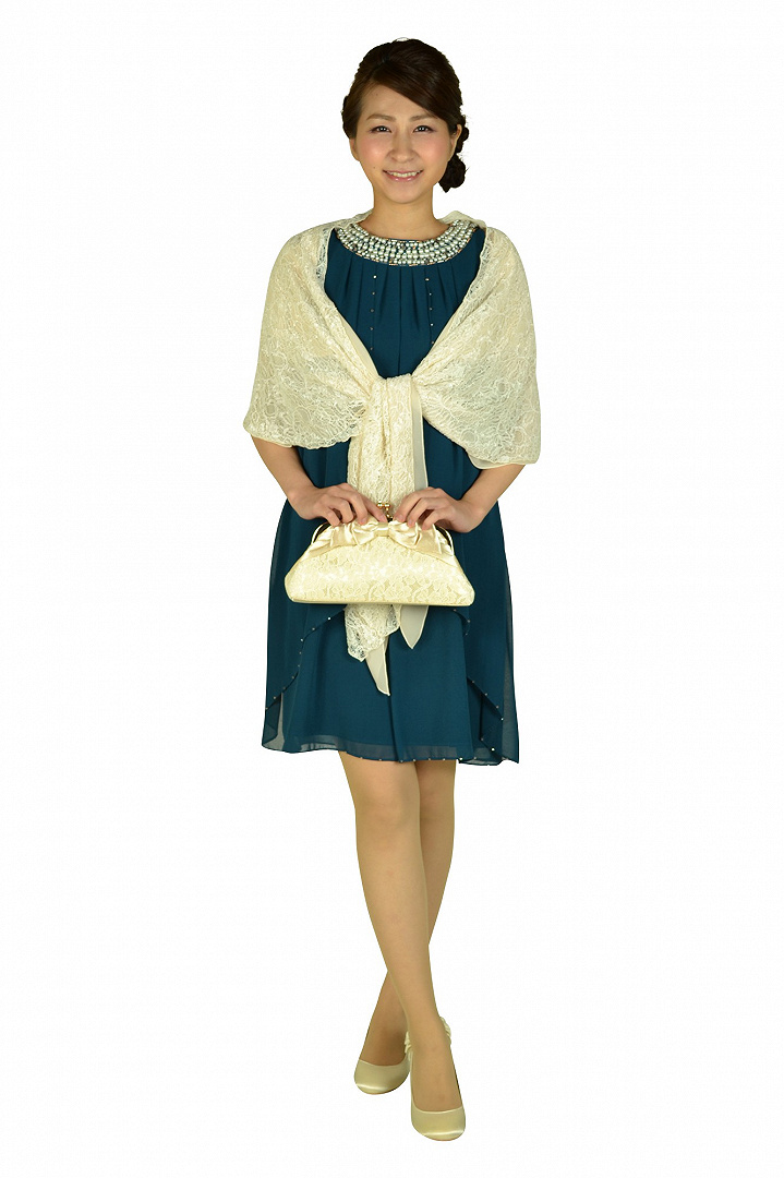 首元ビジュアメスリ風グリーンドレス