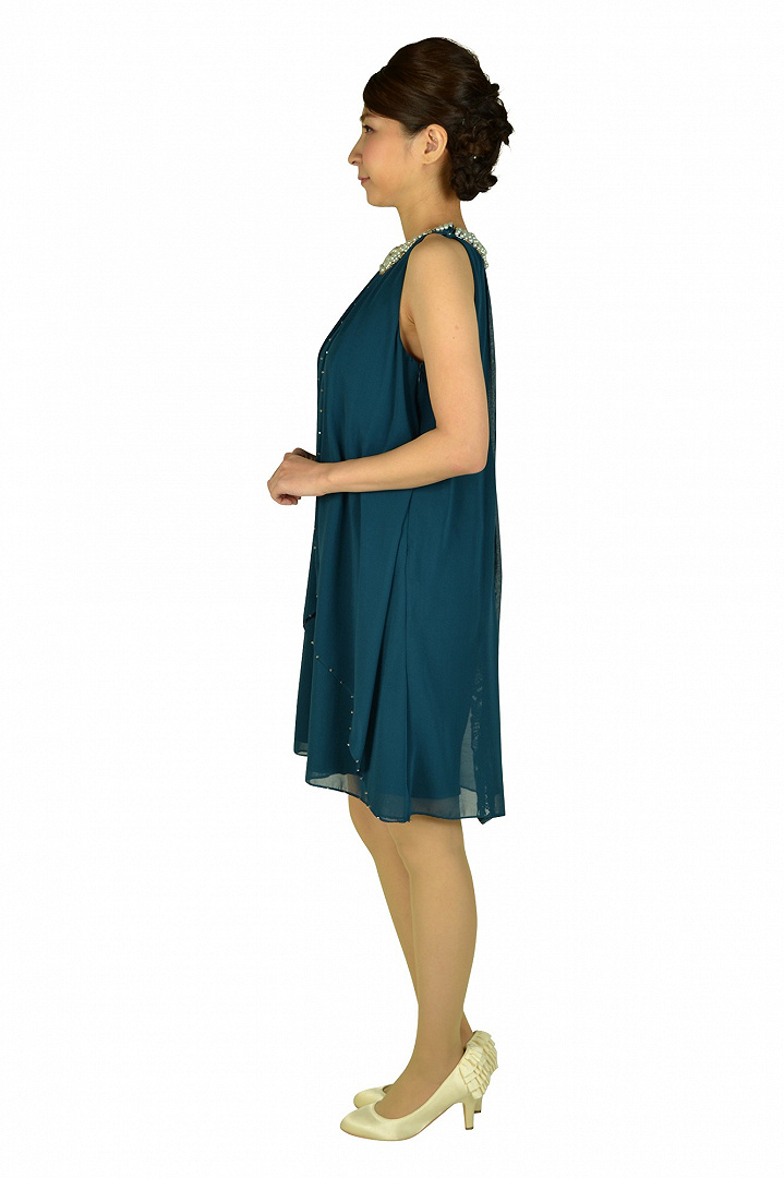 首元ビジュアメスリ風グリーンドレス