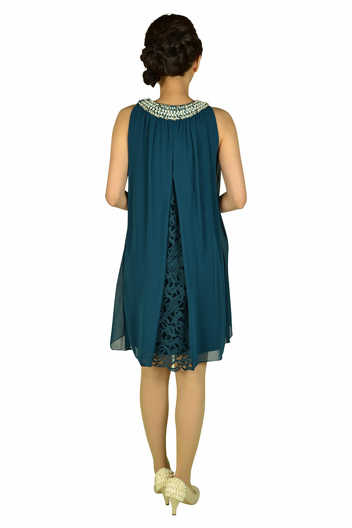 首元ビジュアメスリ風グリーンドレス