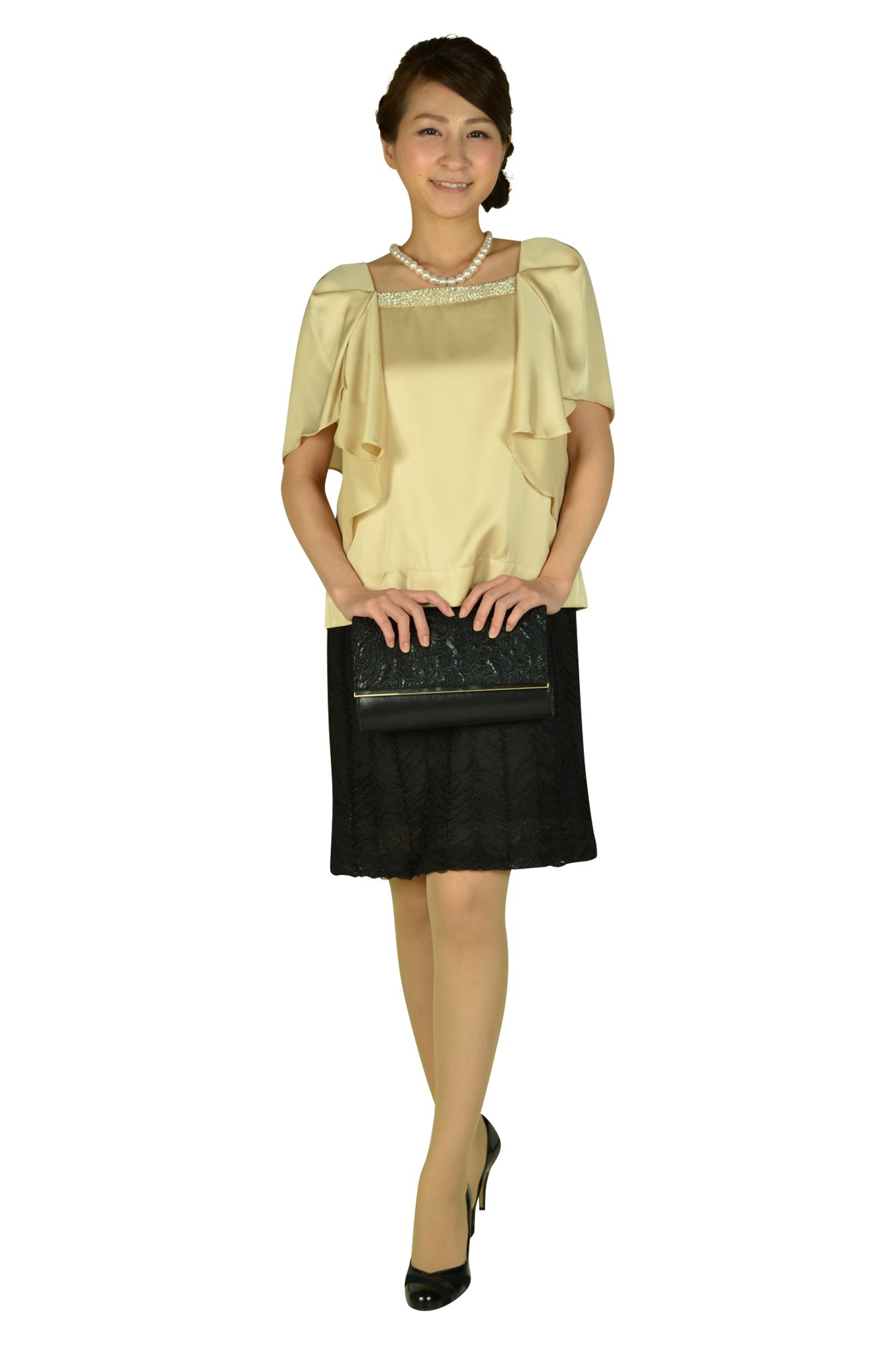 オーバーブラウスシャンパンドレス