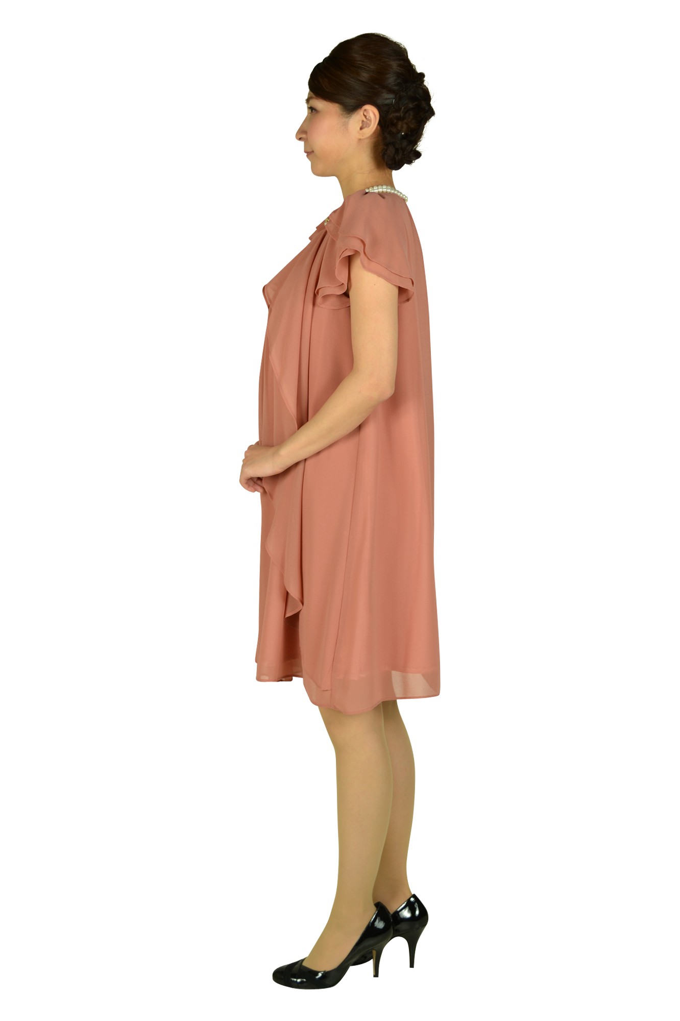 ゆったりピンク袖付きドレス