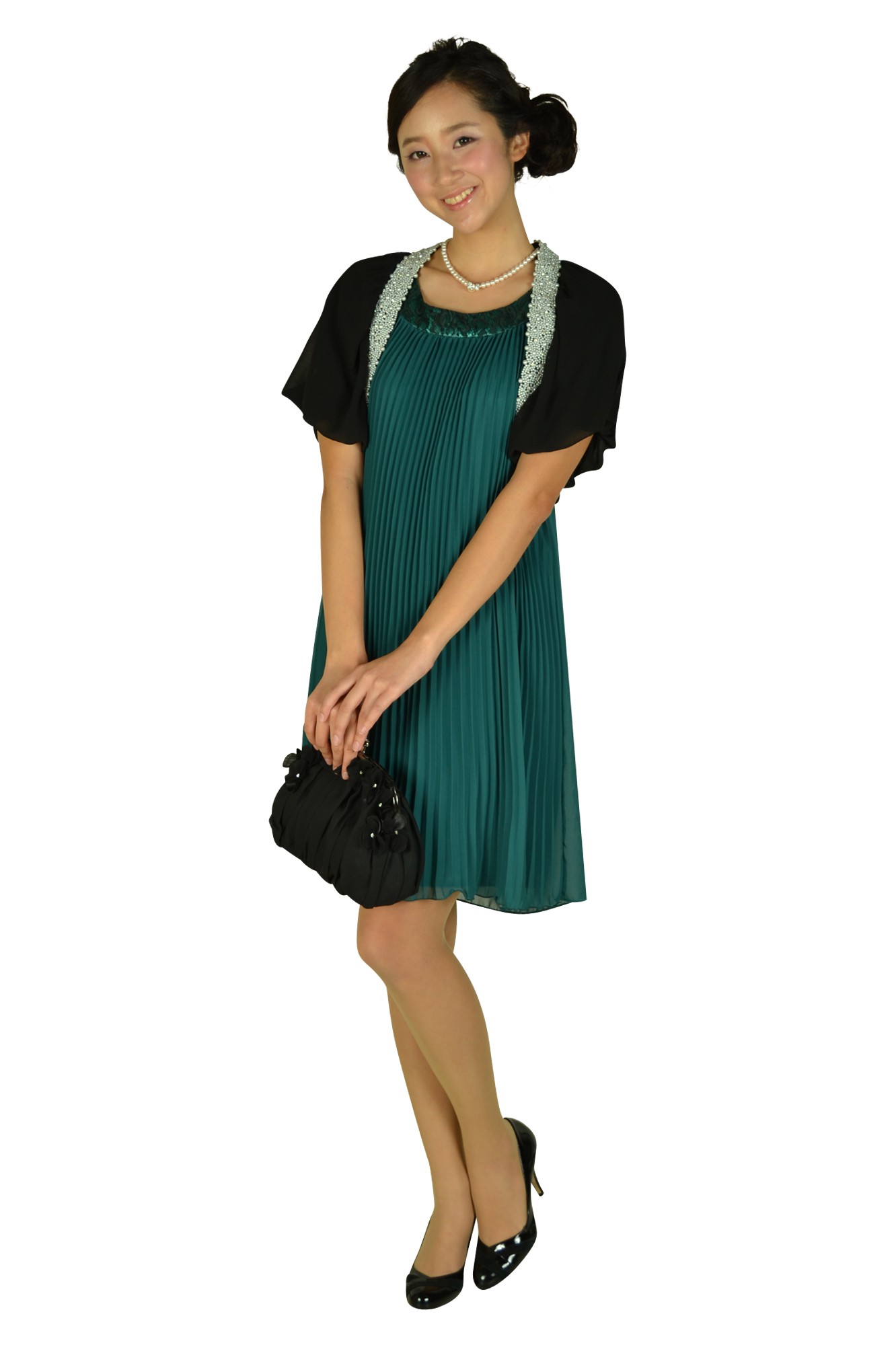 ブラックフラワーシフォンバッグ