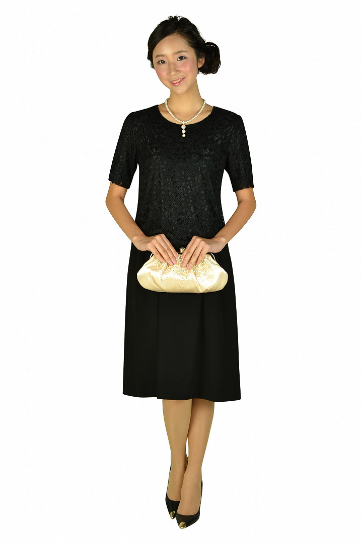 レーストップス上品ブラックドレス