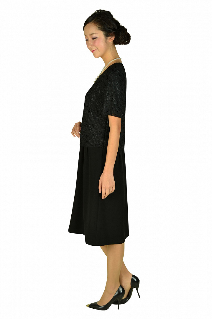 レーストップス上品ブラックドレス