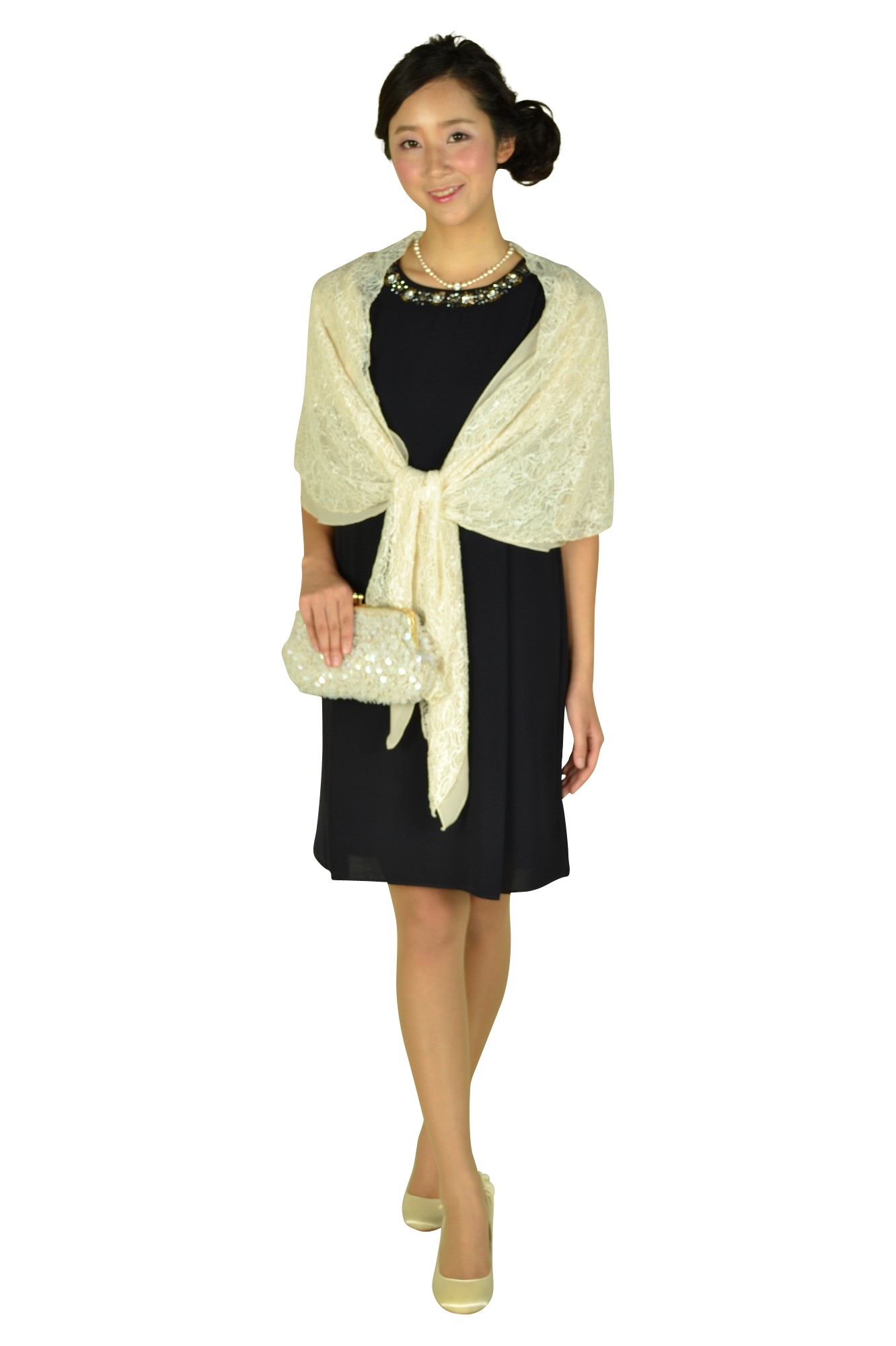 ボレロスタイルレースアイボリーショール