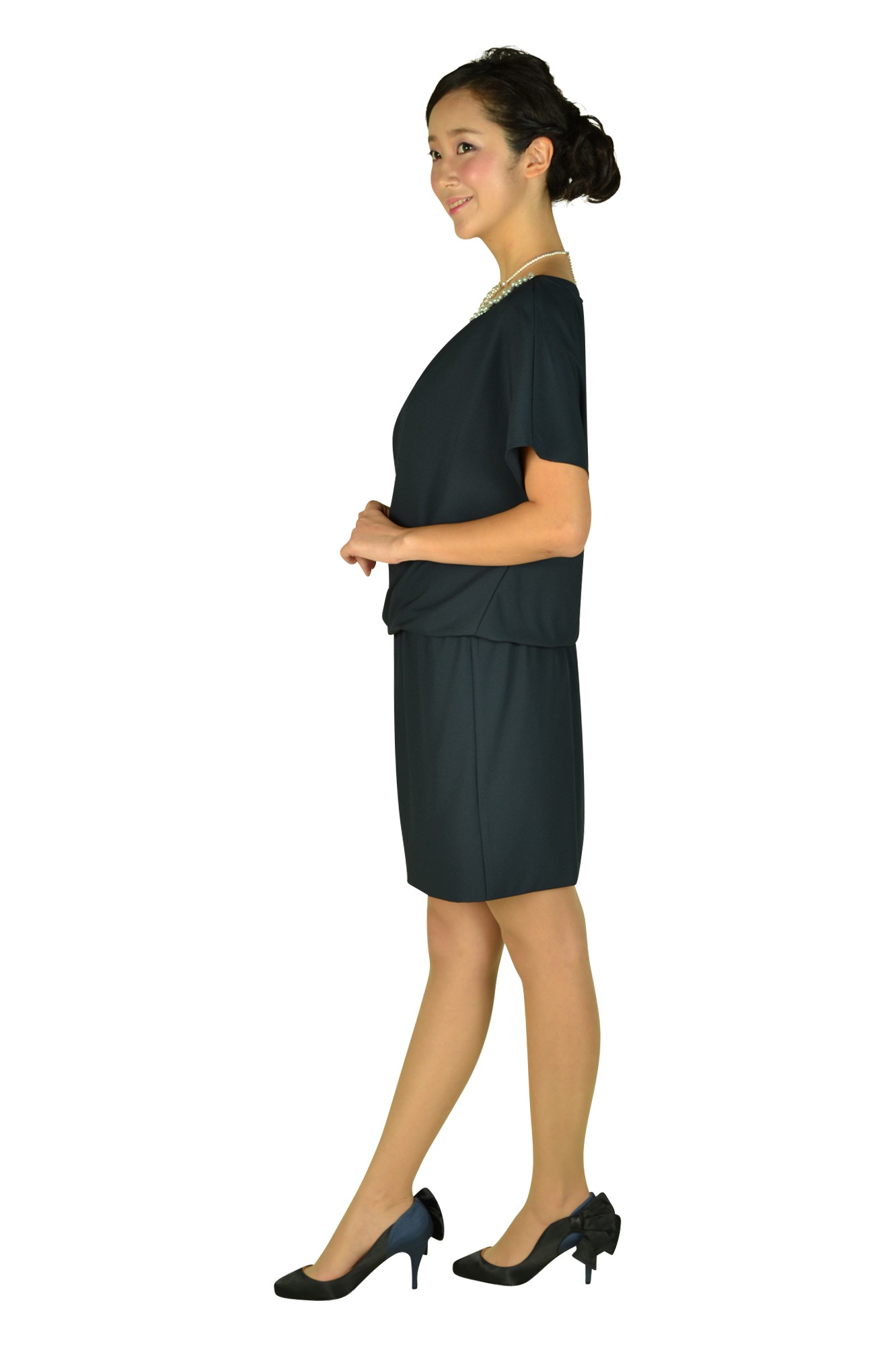 ネイビーブラウジングドレス