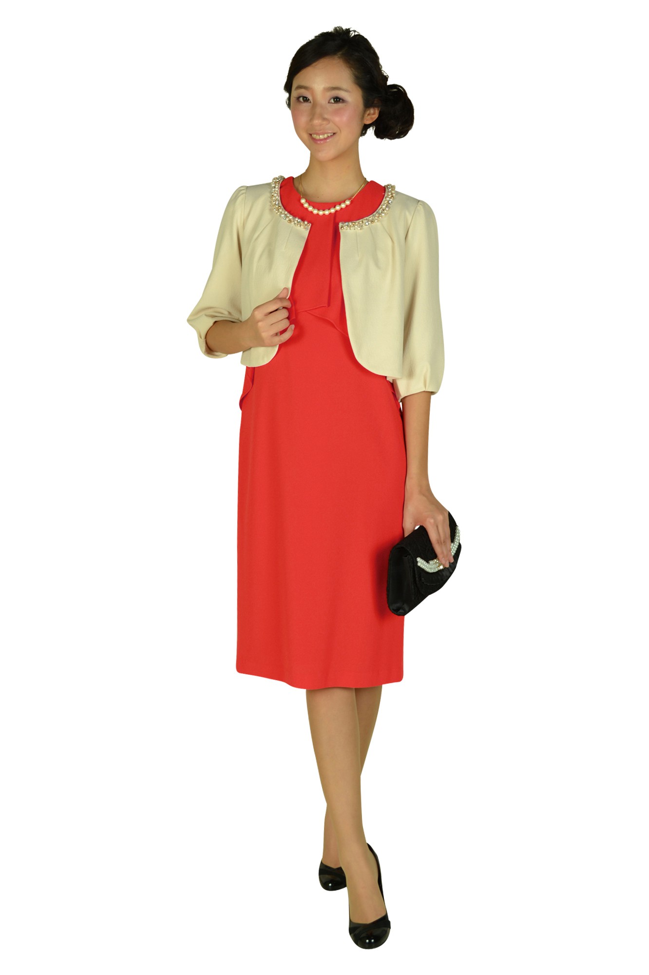 首元ビジュノーカラーシャンパンジャケット