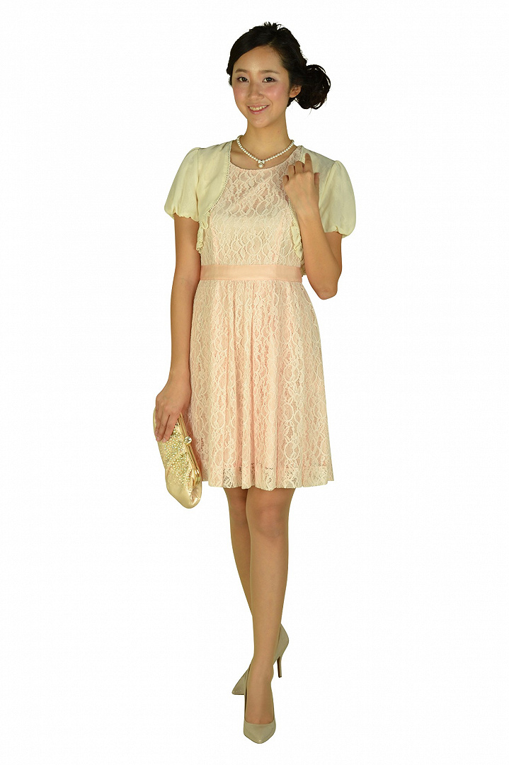 スウィートピンク総レースドレス