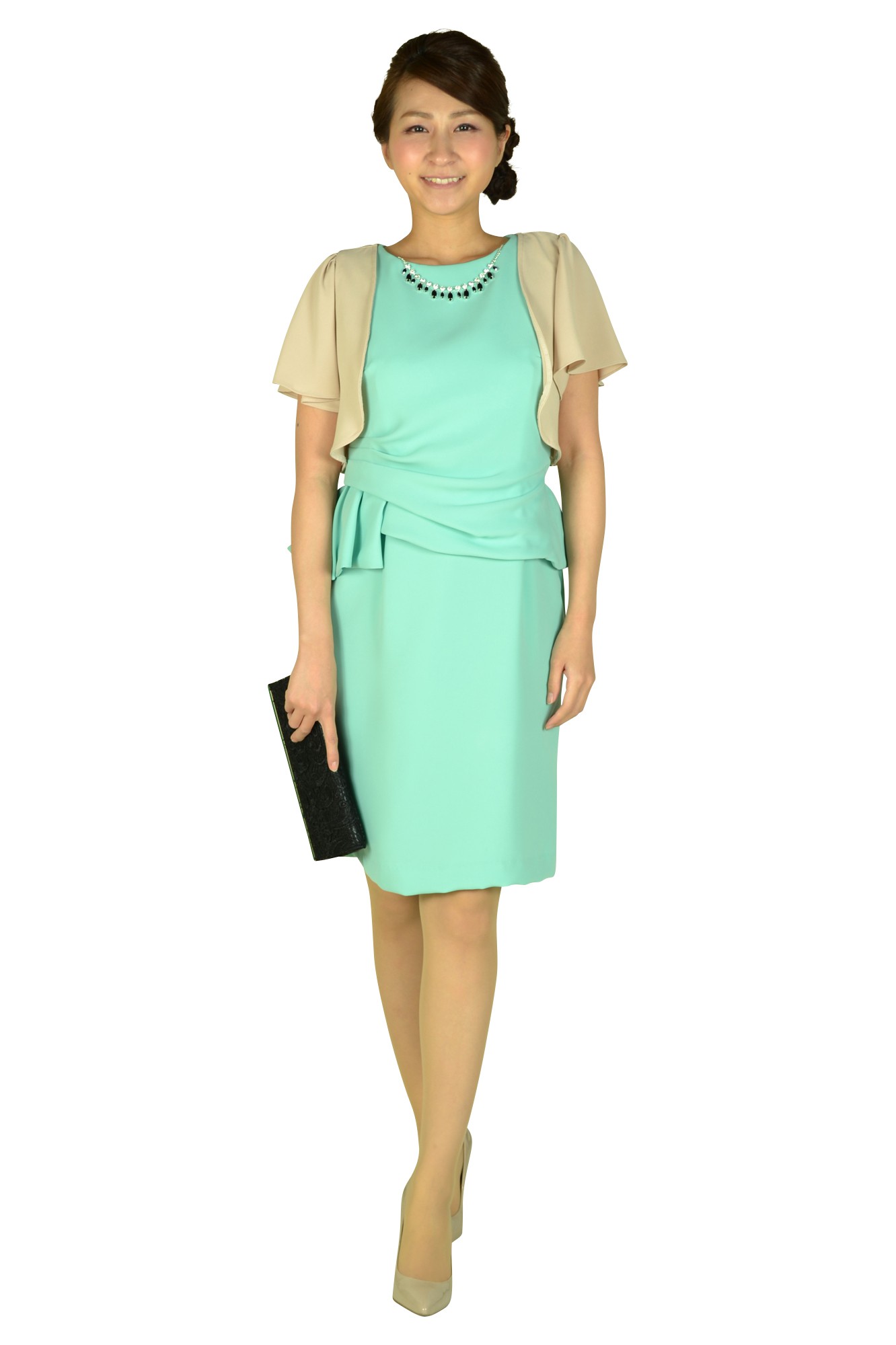 DELLISE NOIR ジョーゼットベージュバックリボンボレロ (M〜L) を