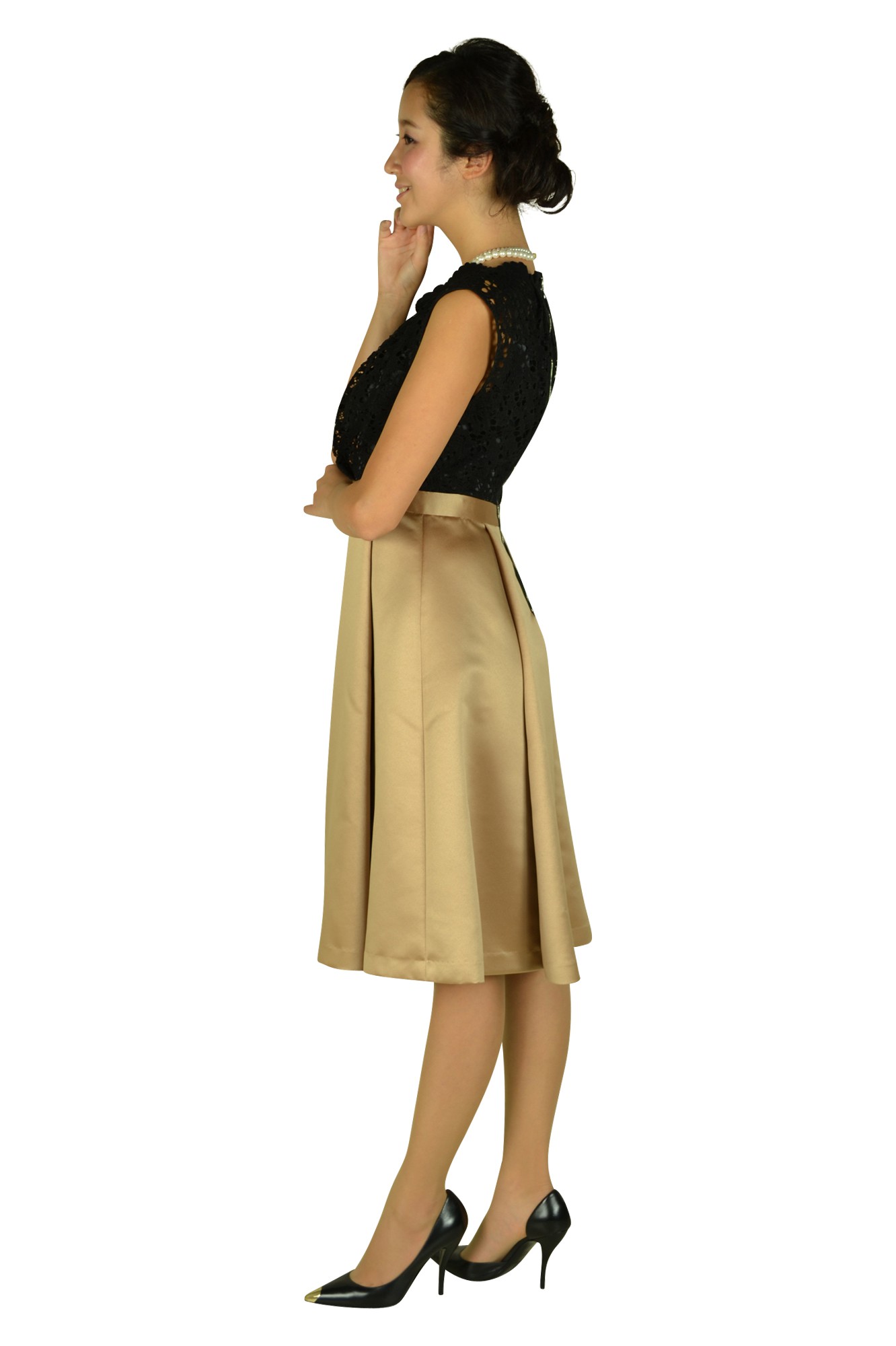 レース×キャメル品ありドレス