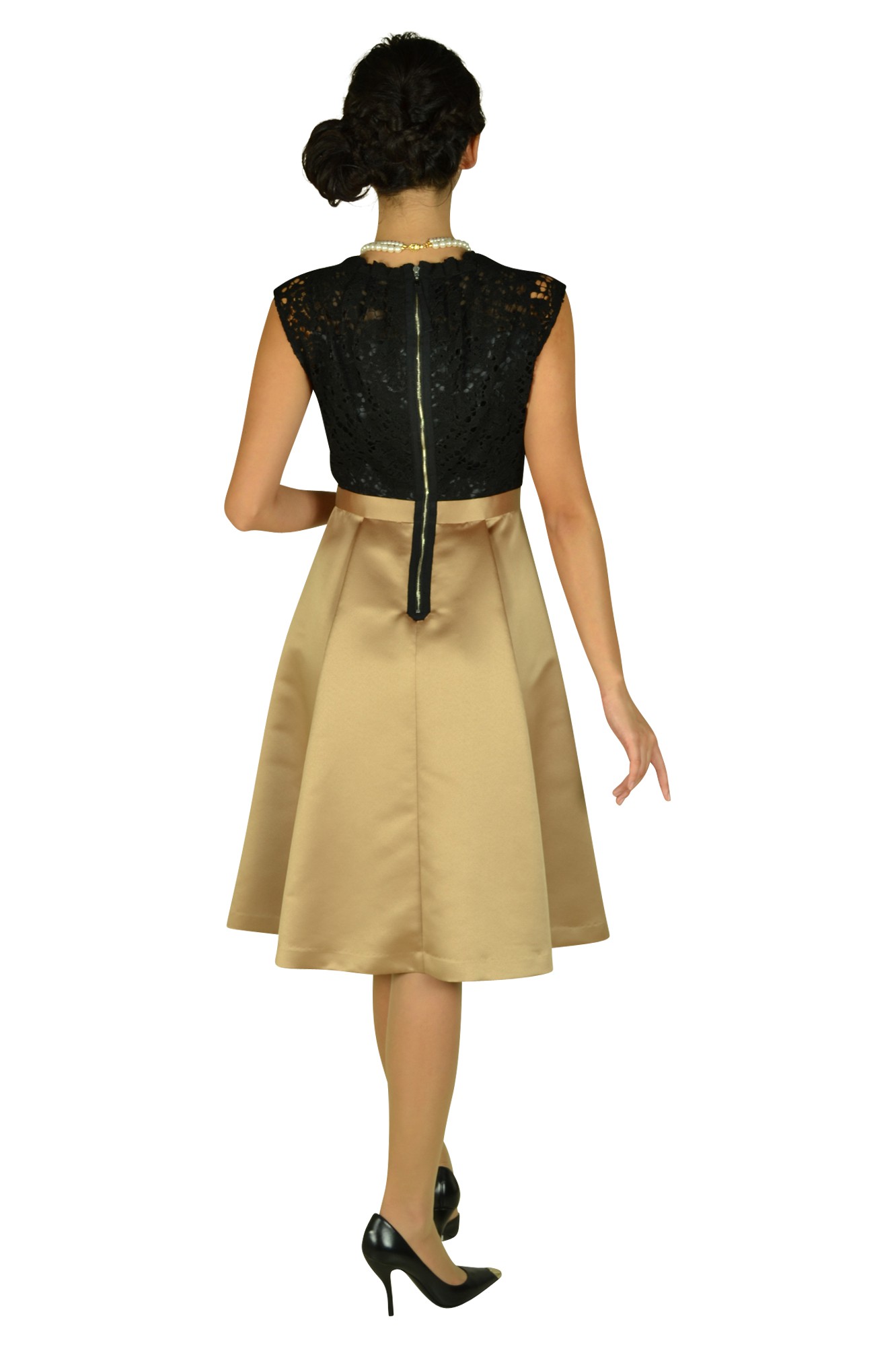 レース×キャメル品ありドレス