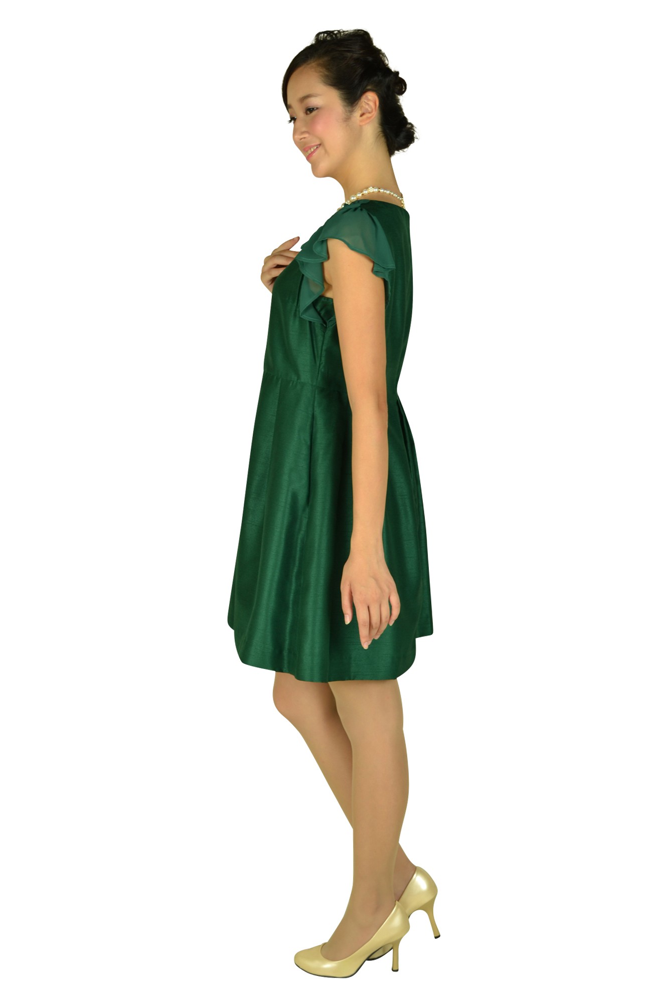 グリーンリボンモチーフ付きドレス