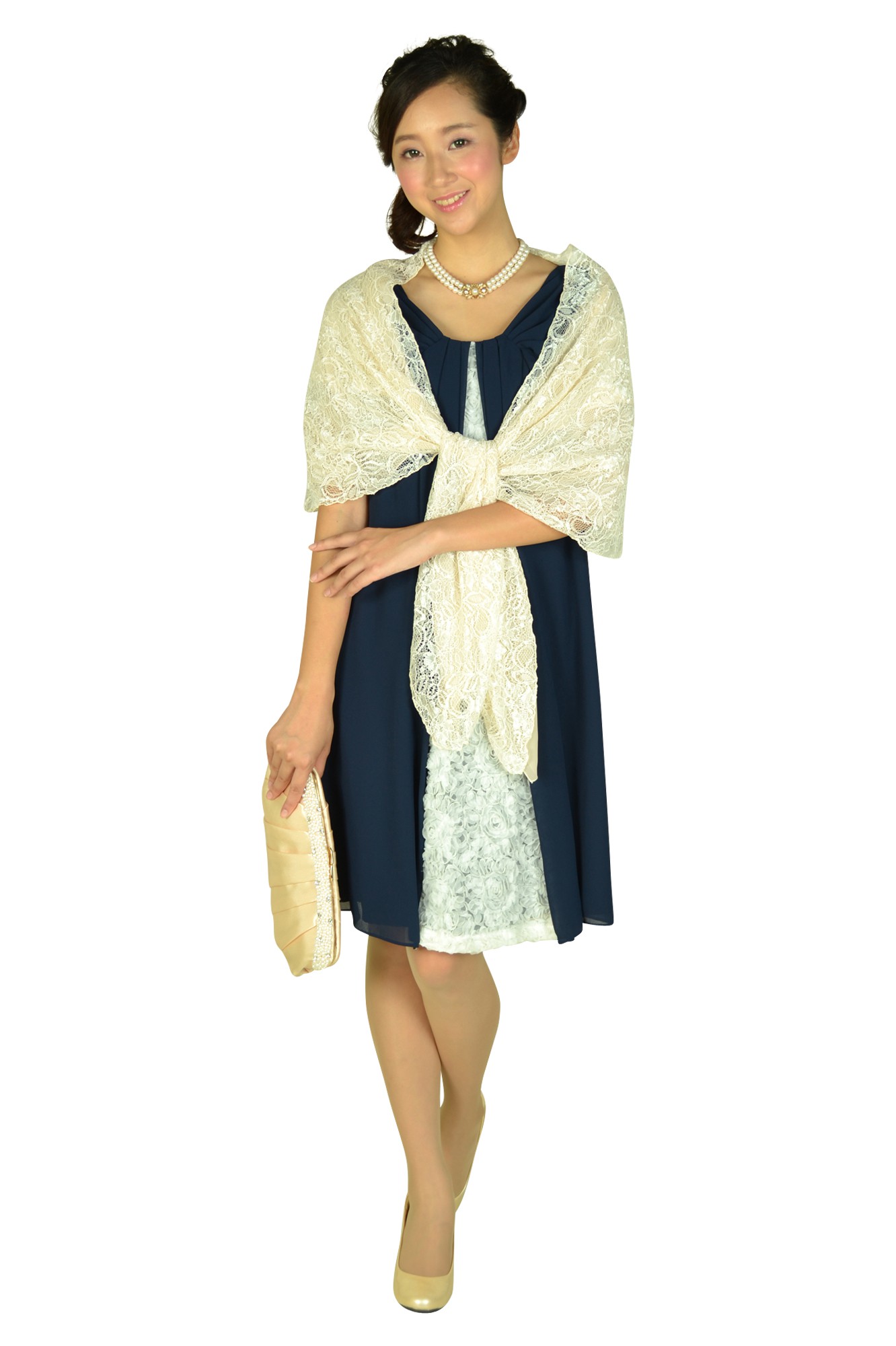 バタフライモチーフパールネックレス