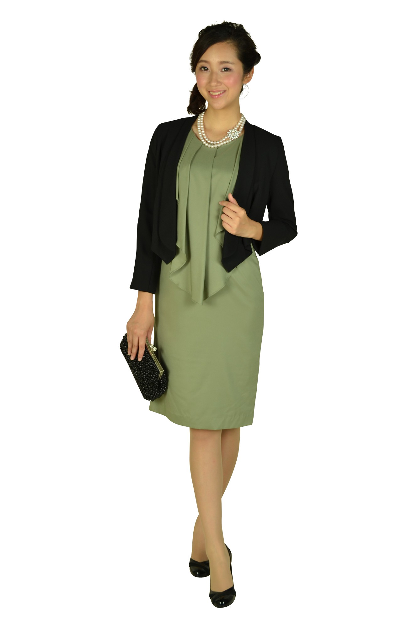 クリスタルブローチパールネックレス