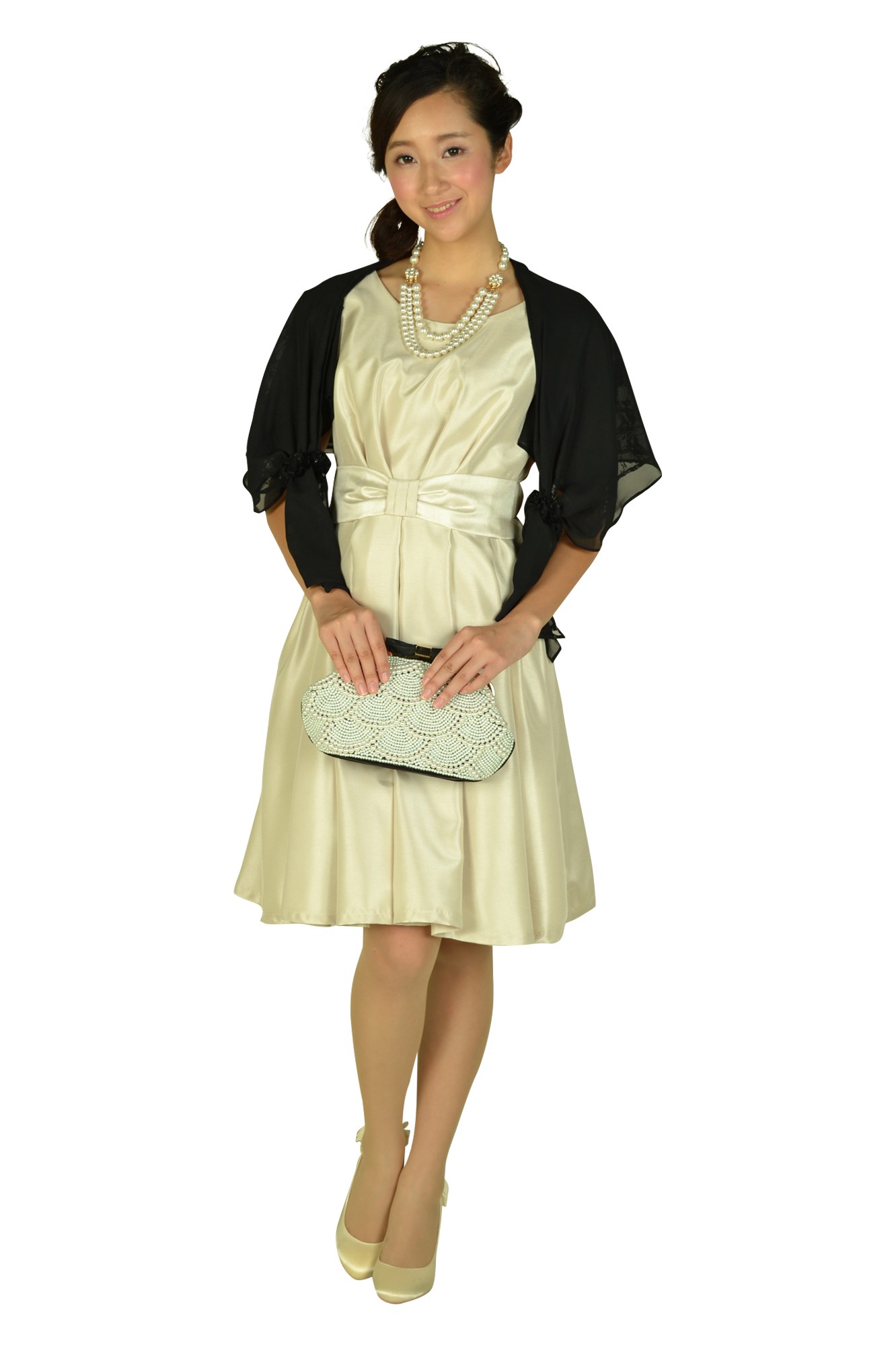 フラワーモチーフゴールドパールネックレス