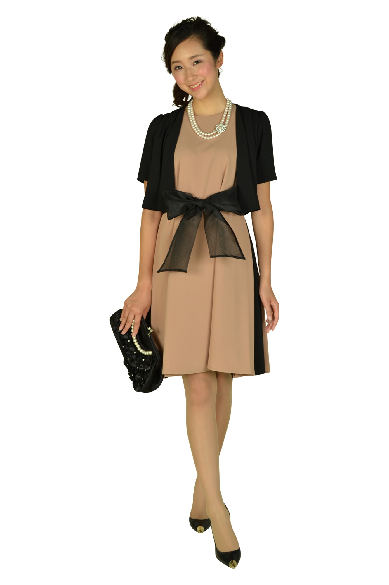 クリスタルブローチパールネックレス