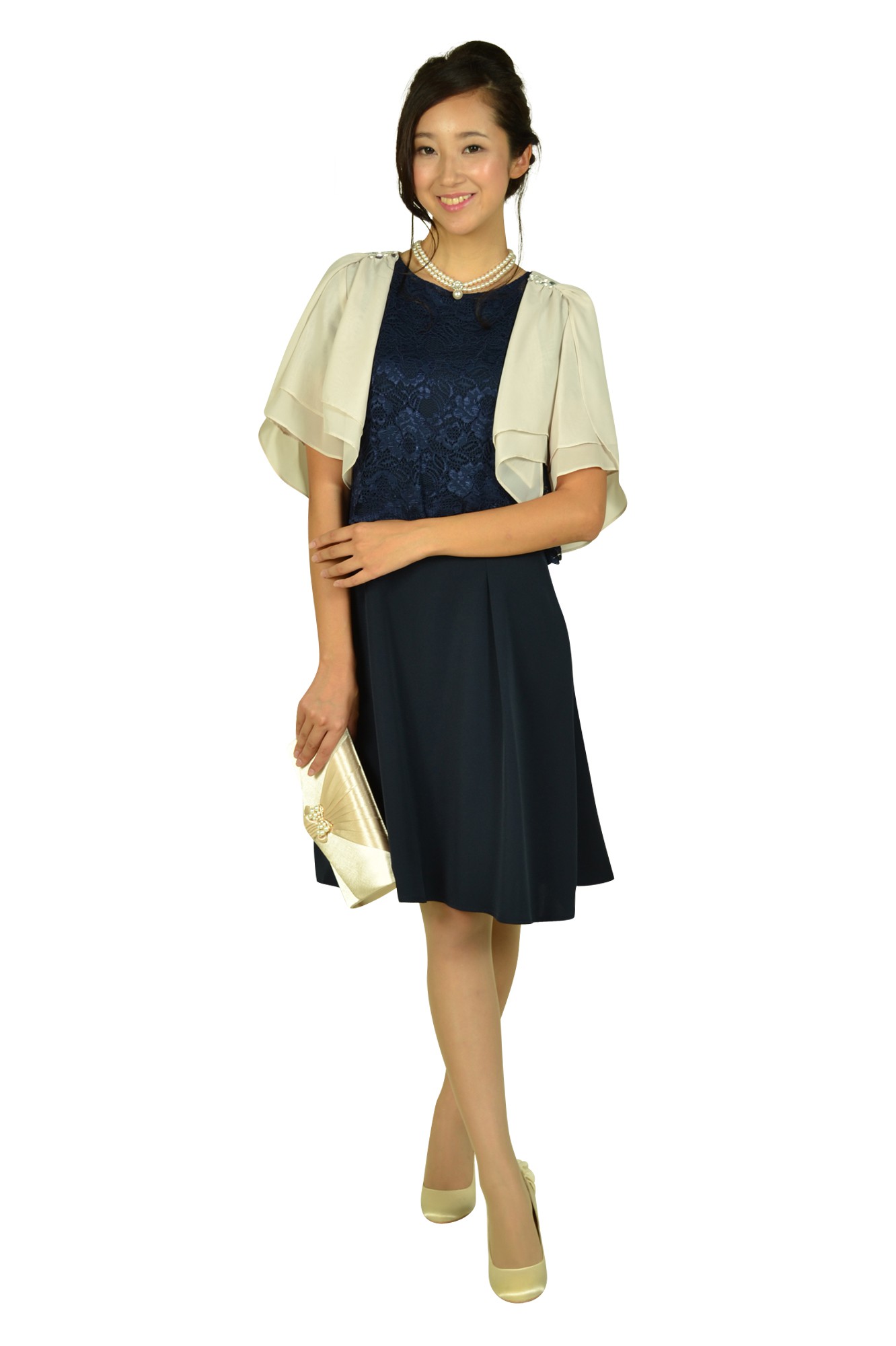 ラッフル袖クリスタルグレージュボレロ