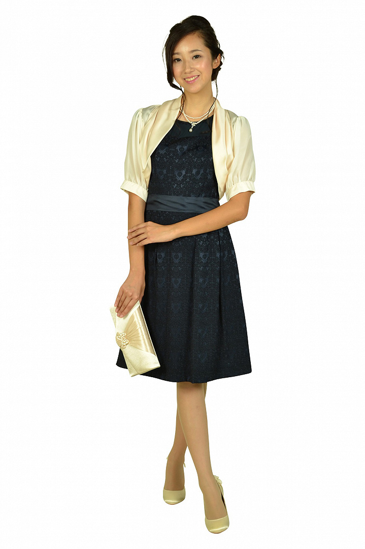 デザインレースネイビードレス