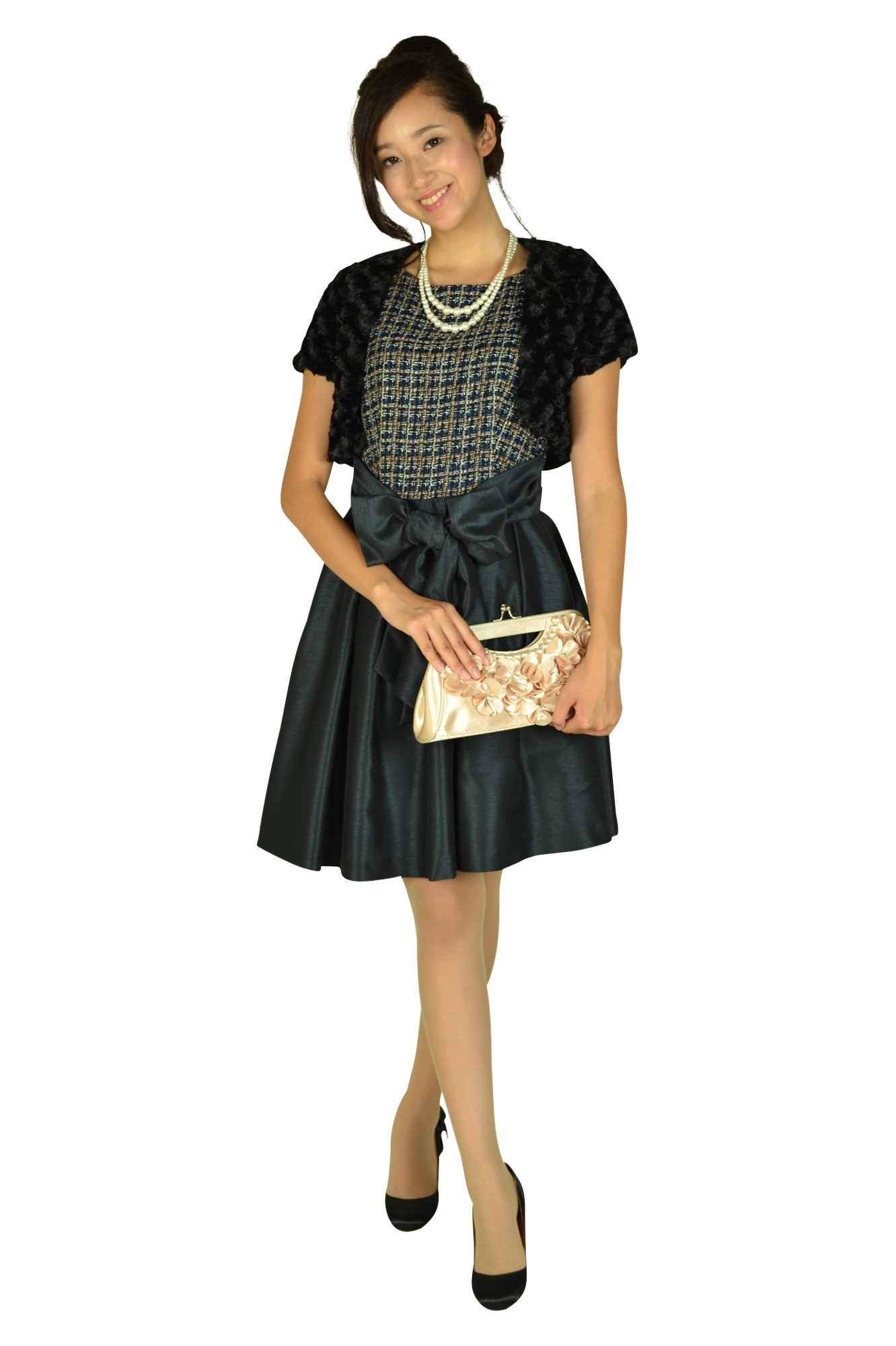 フェイクファーガーリーブラックボレロ