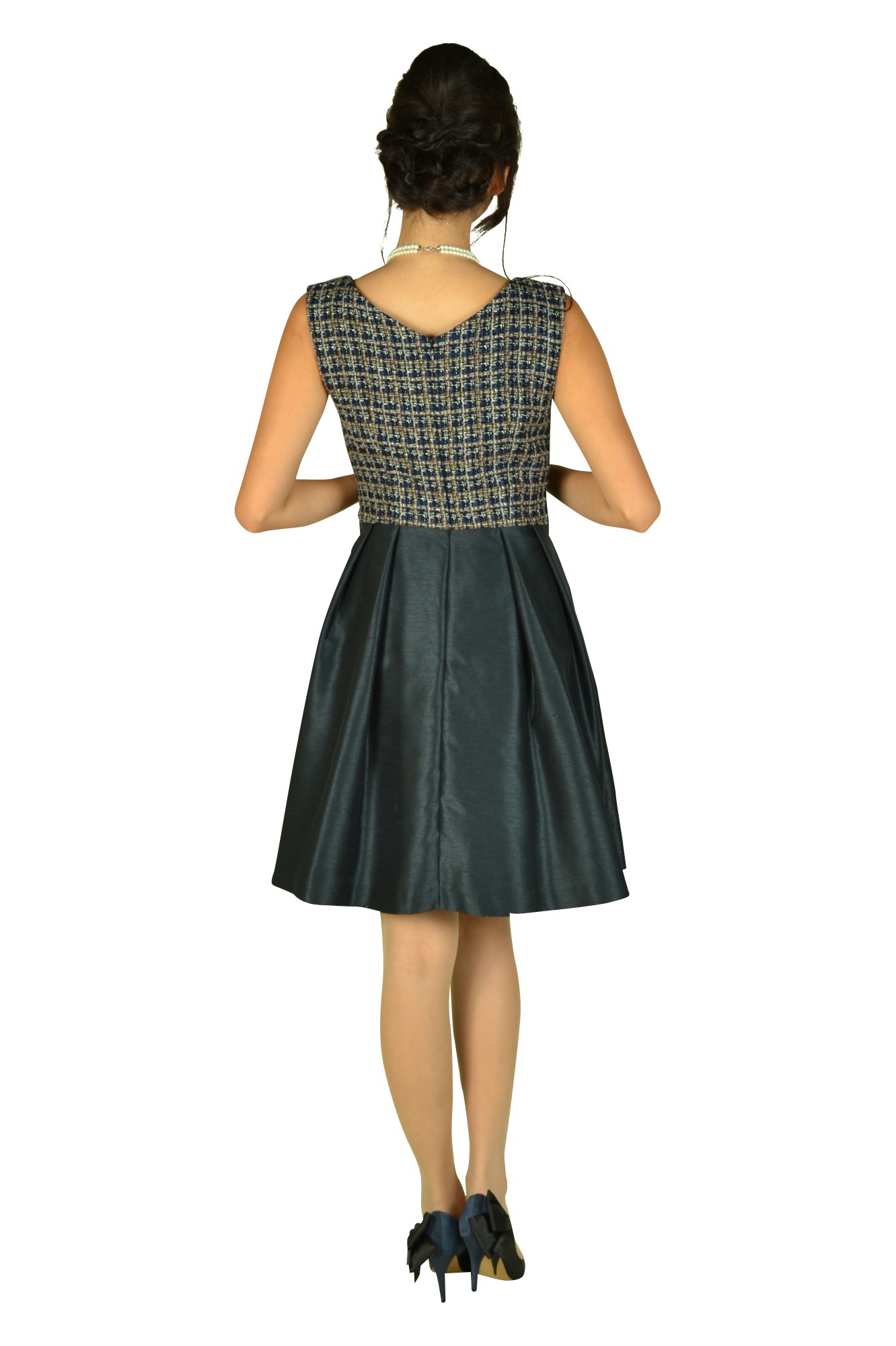 ツイードトップス×ネイビーSKドレス