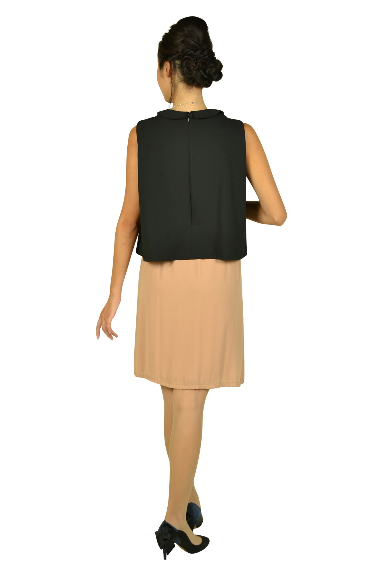 襟付きブラックバイカラードレス