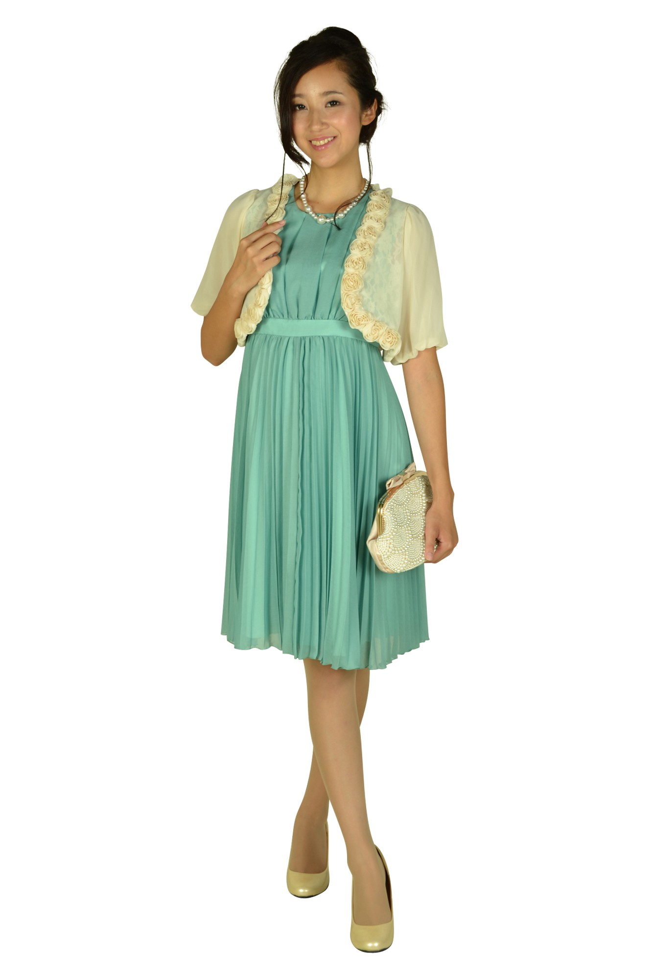 バラモチーフベージュボレロ