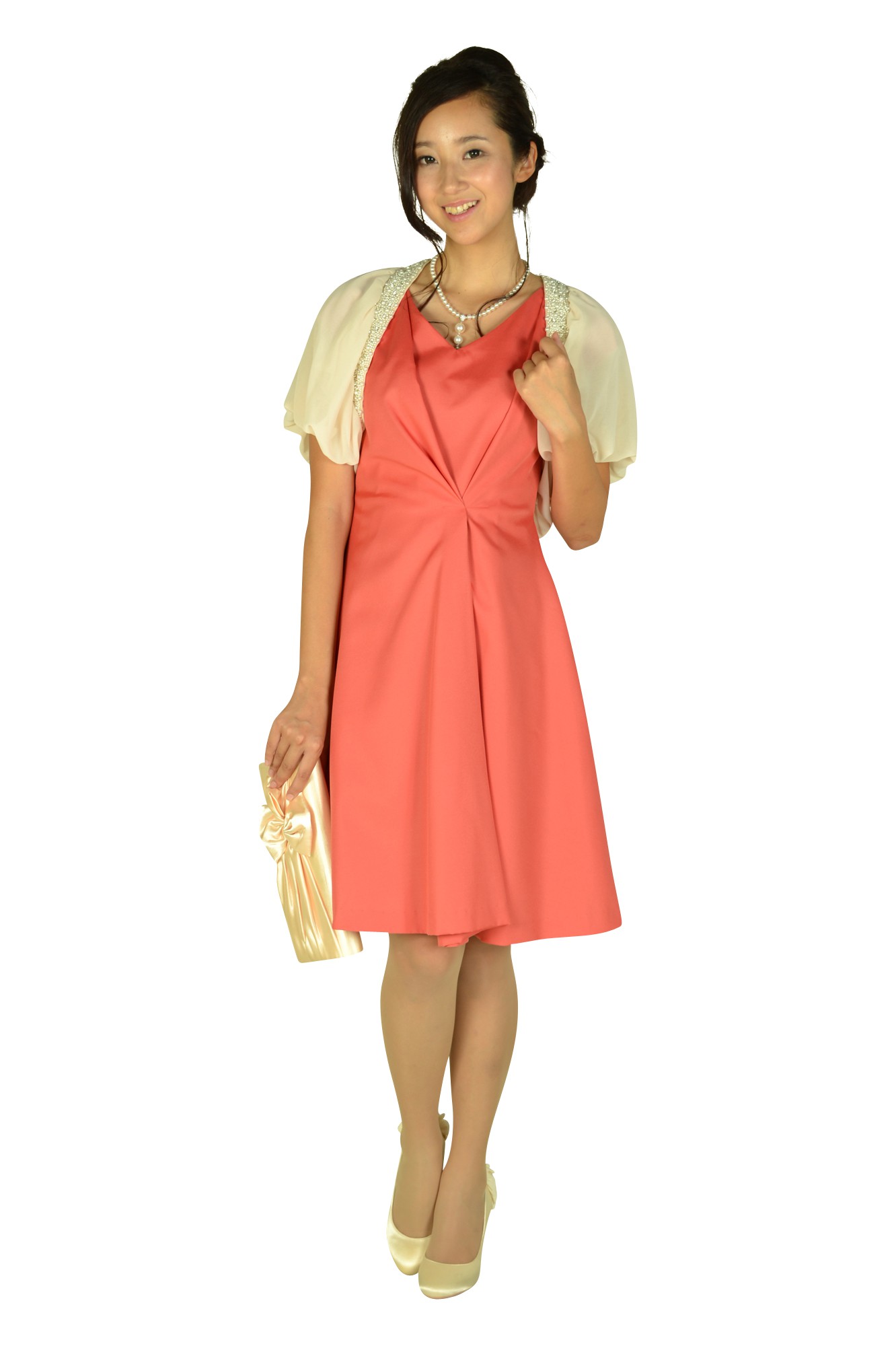 リボンモチーフシャンパンクラッチバッグ