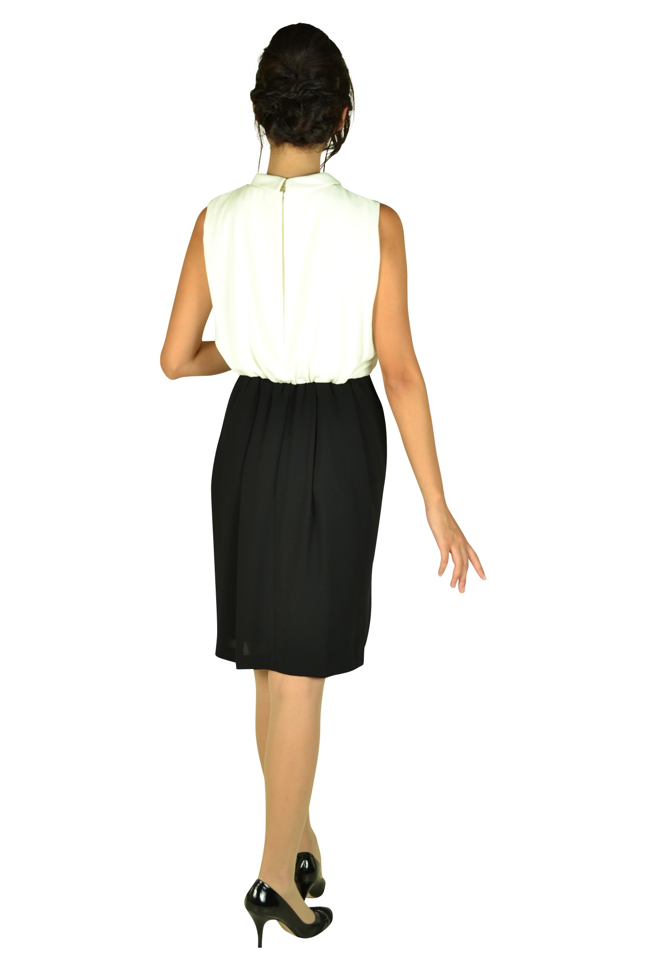 襟2wayホワイト×ブラックバイカラードレス