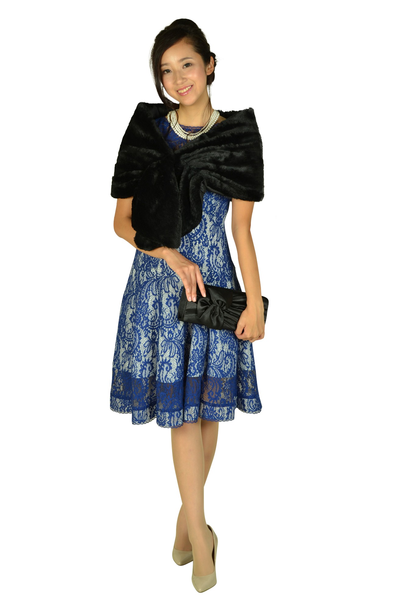 Tadashi Shoji ブルー総レースドレス (L〜LL) をレンタル - 結婚式