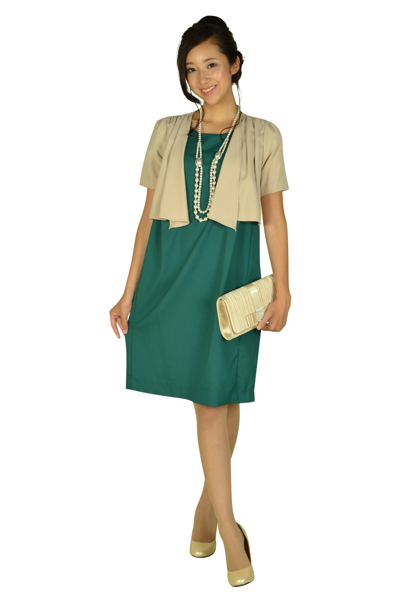 シンプルタックベージュボレロ