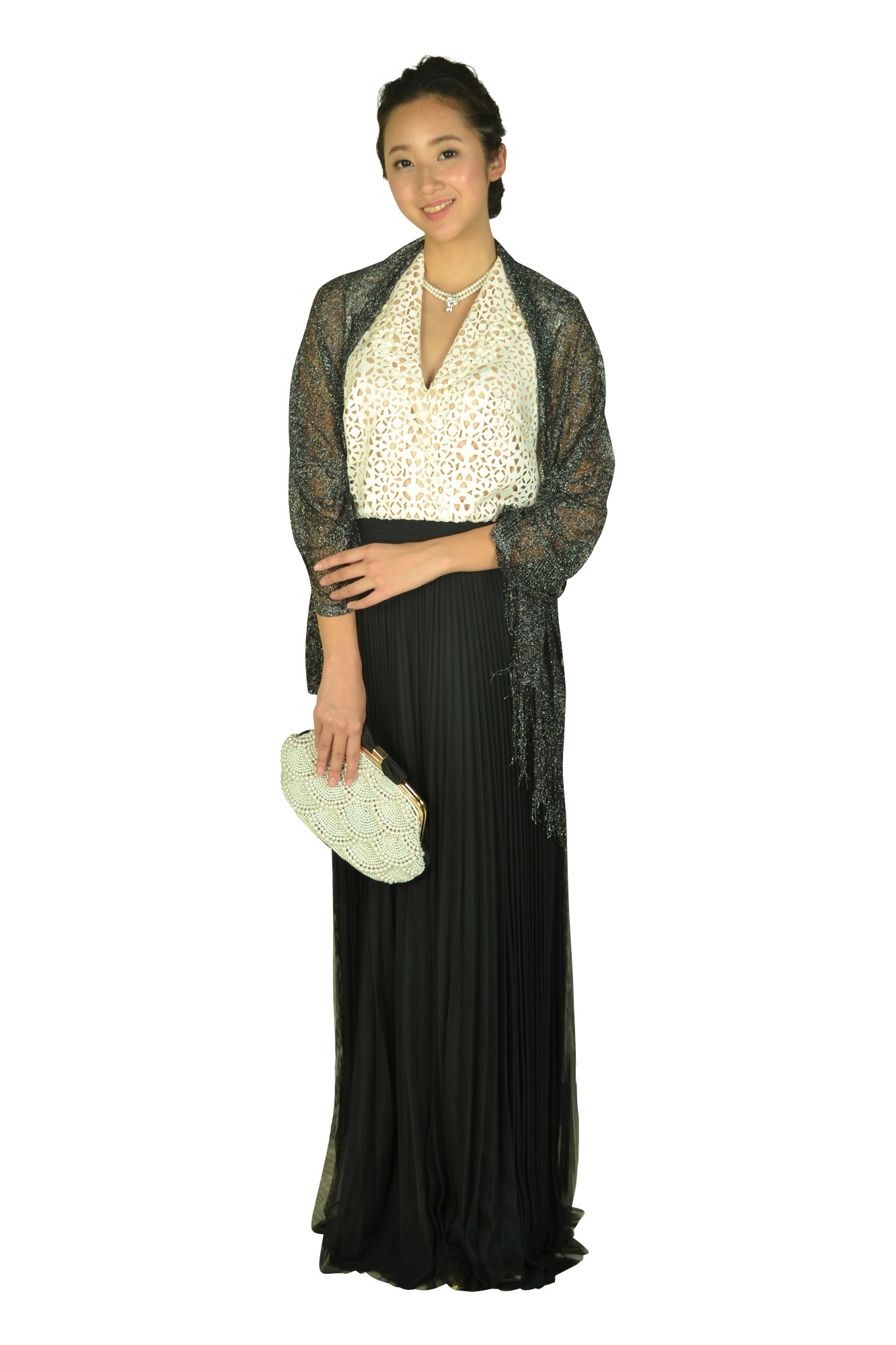Tadashi Shoji エレガントチュールロングドレス (M〜L) をレンタル