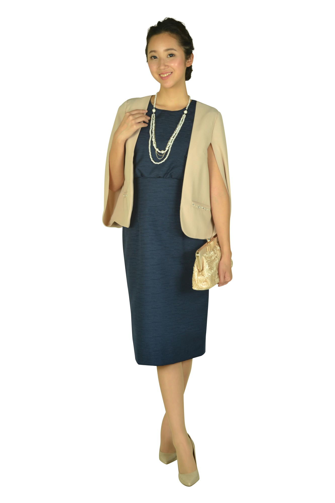 ケープ袖ベージュジャケット