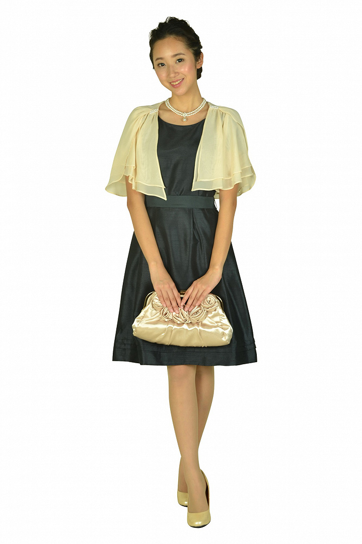 半袖シンプルシャンタンネイビードレス