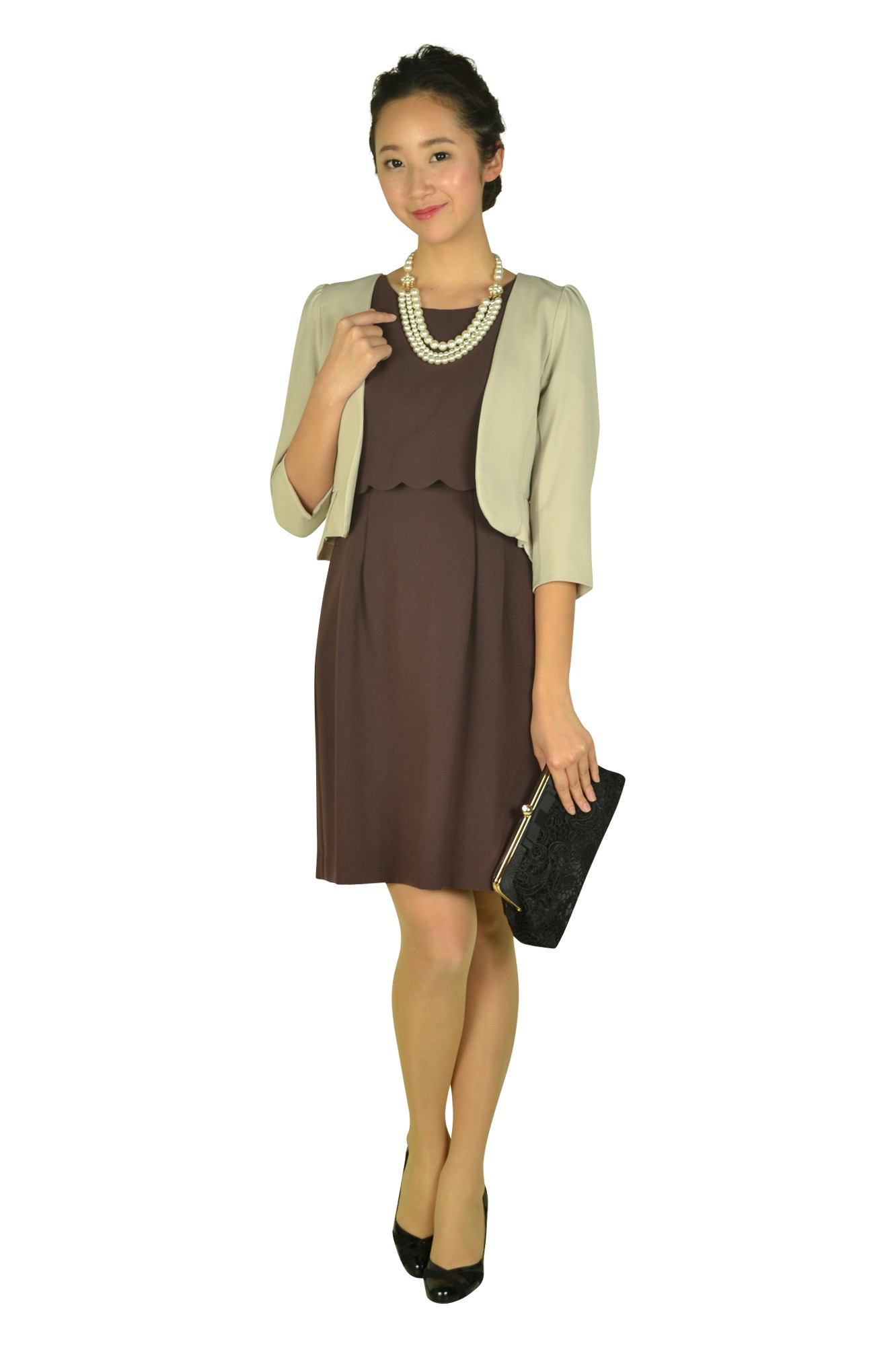 ブラックレースがま口バッグ