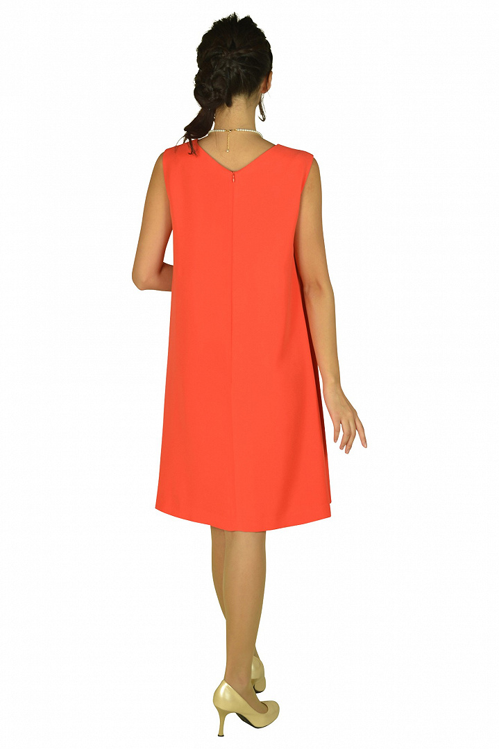 VネックAラインオレンジドレス