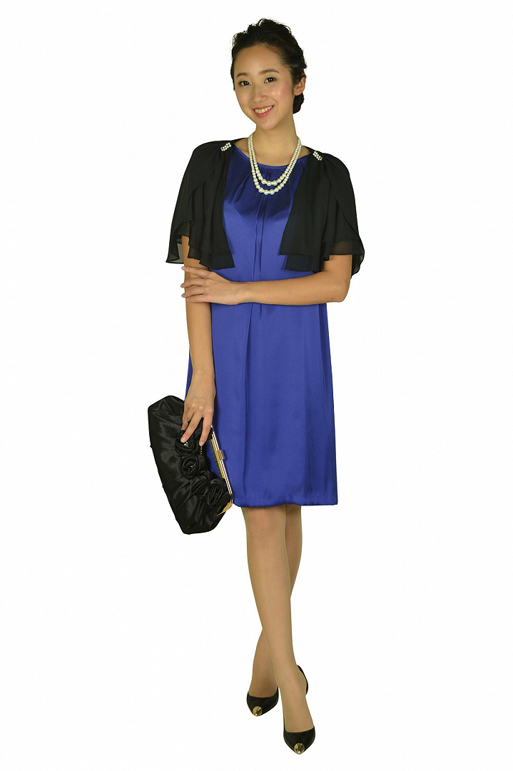 フレア袖ブルーカラードレス