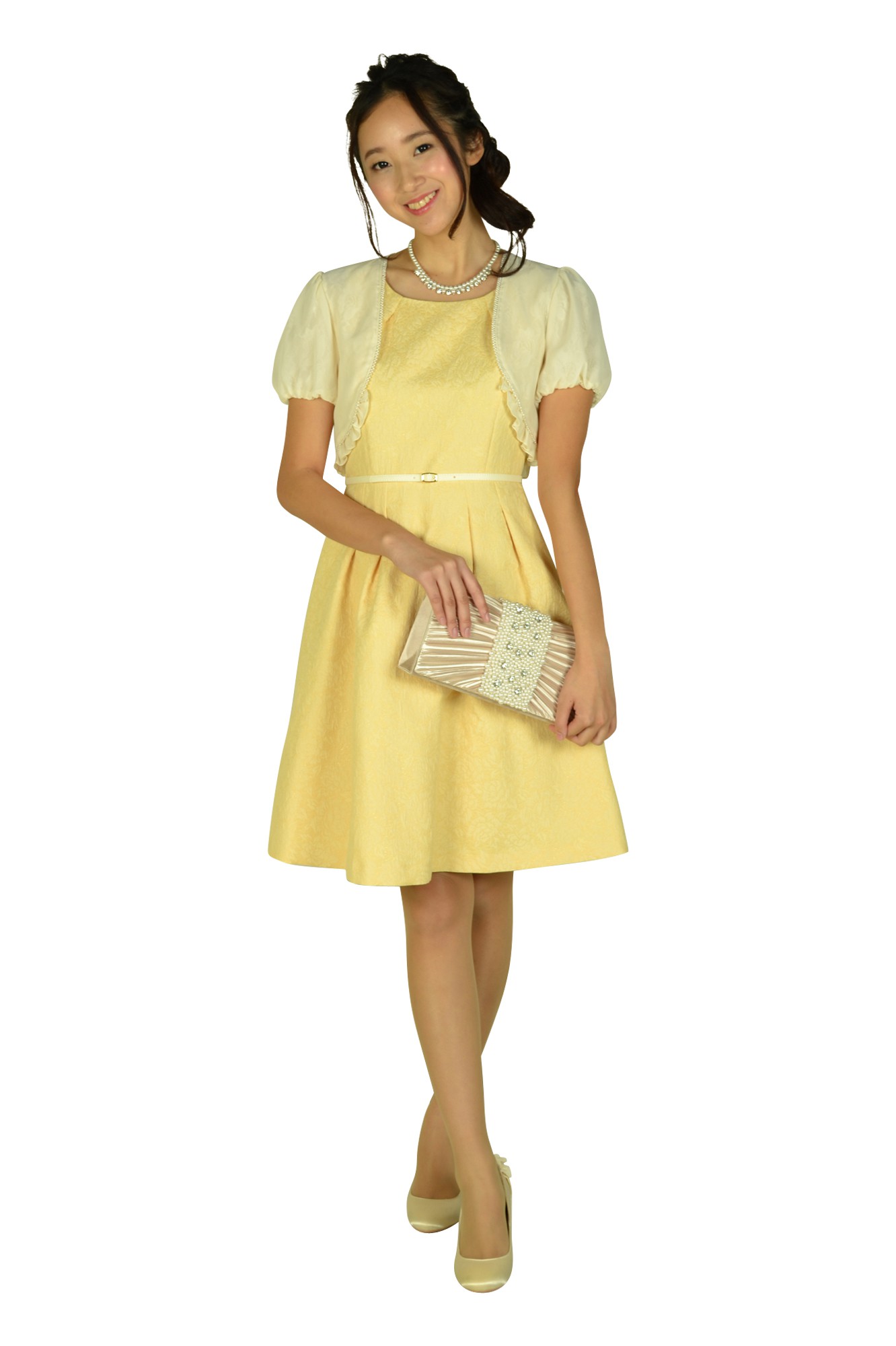 パフスリーブパールアイボリーボレロ