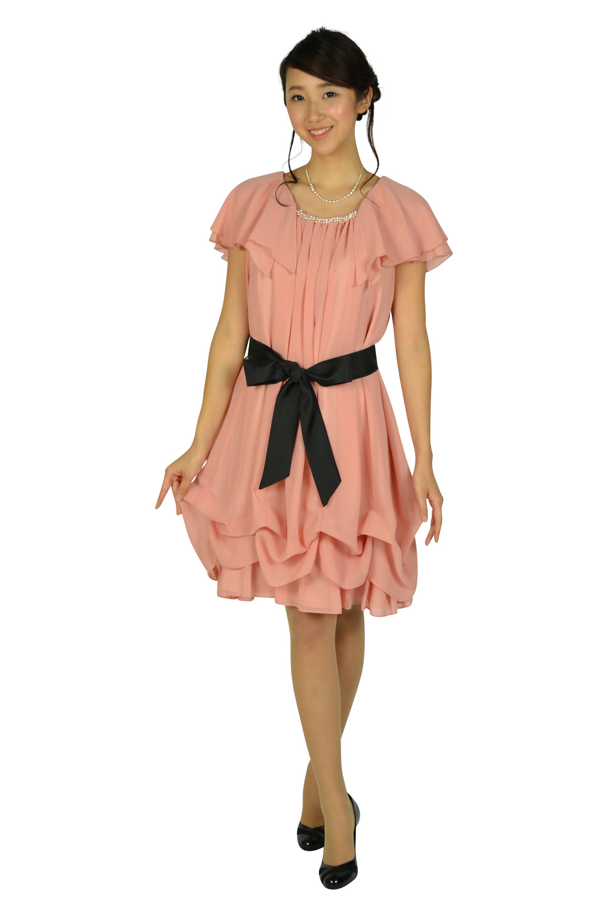 ゆったりAラインピンクドレス