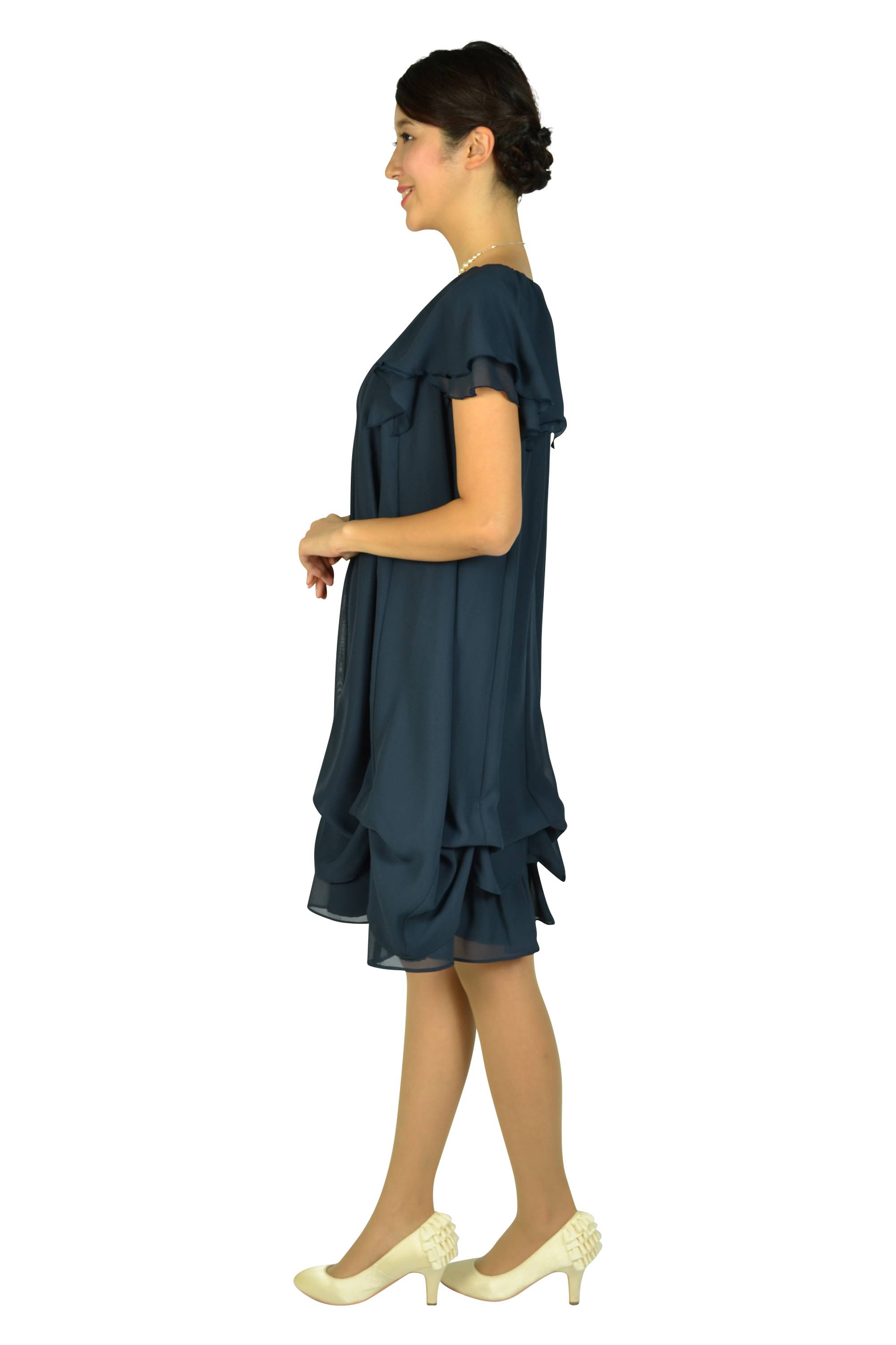 ゆったりAラインネイビードレス