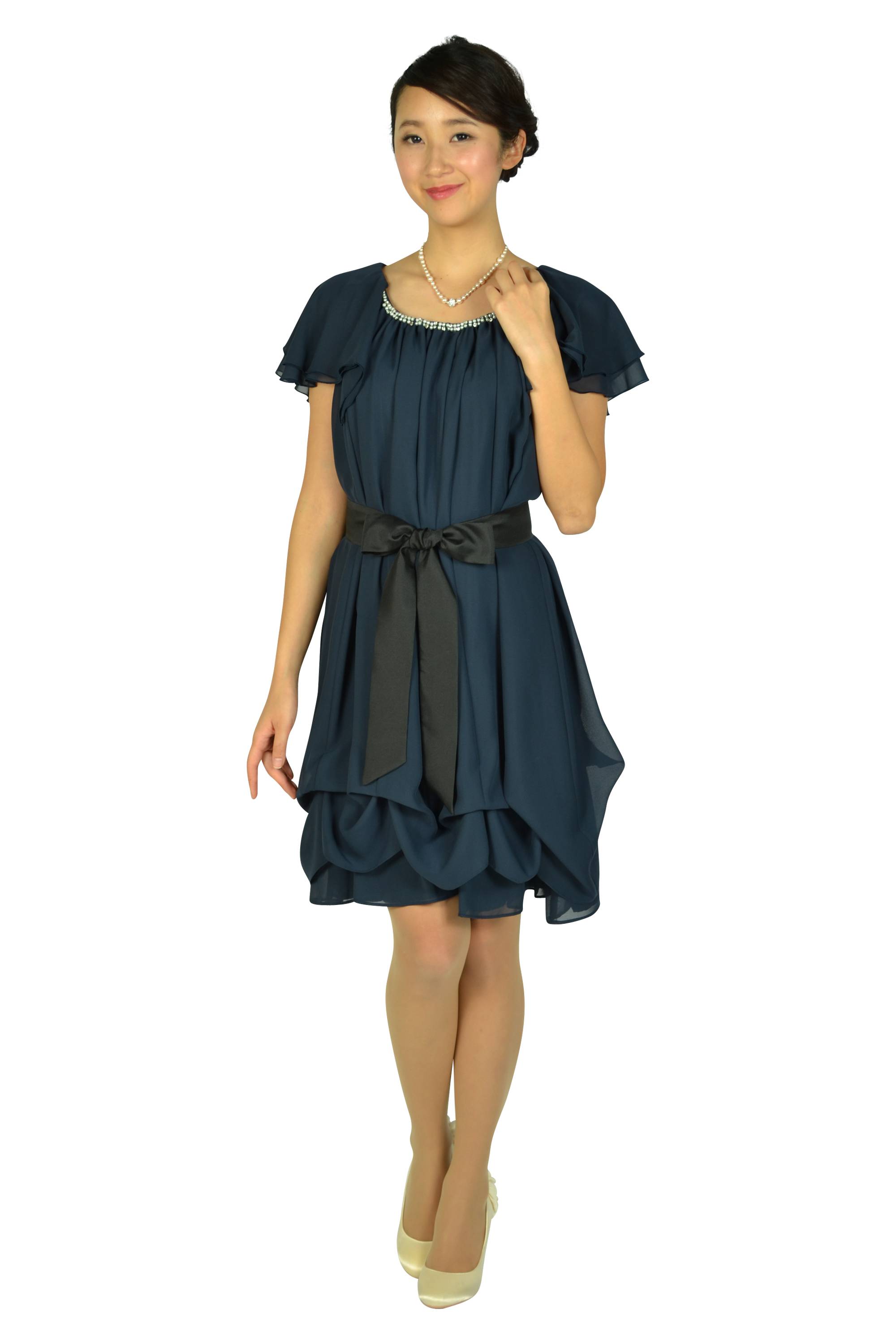 ゆったりAラインネイビードレス