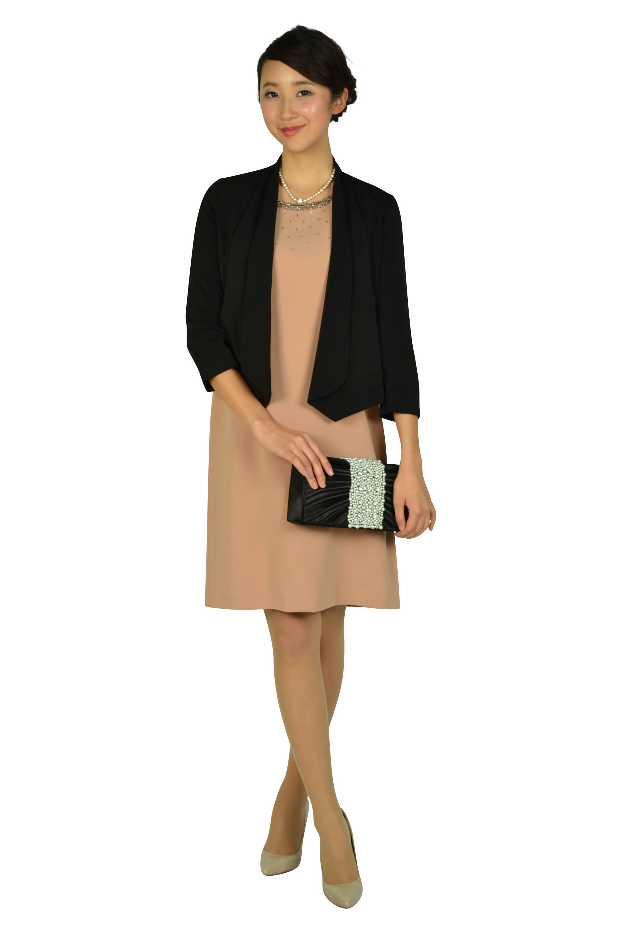 センターパールビジュブラックバッグ