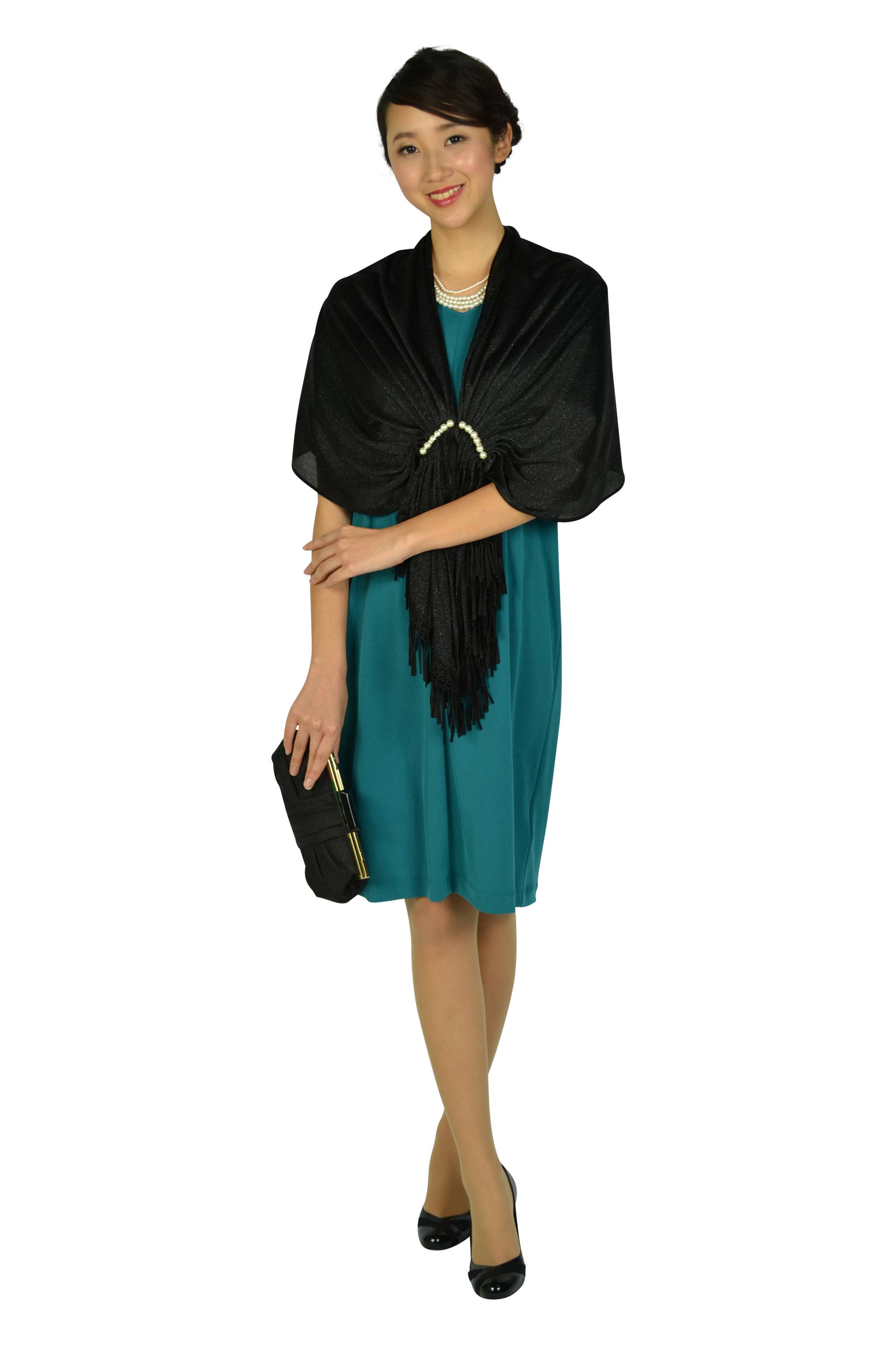 ゆったり5分袖ブルーグリーンドレス