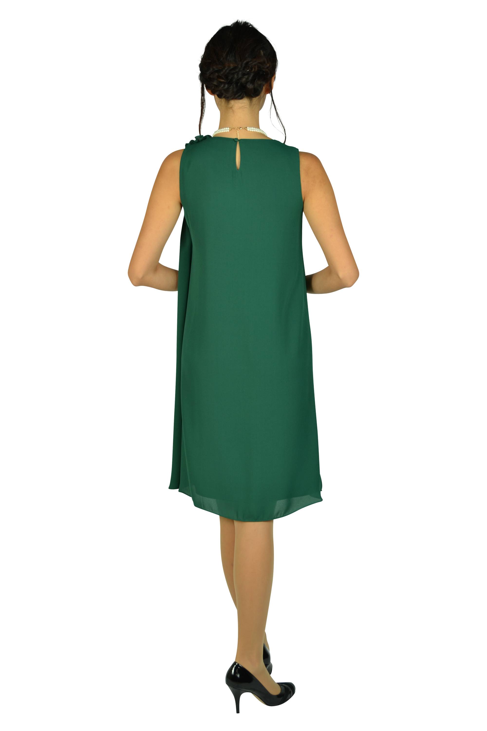 フラワーコサージュグリーンドレス