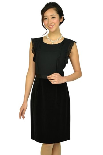 Iラインベロアスカートブラックドレス