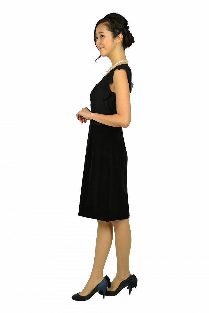 Iラインベロアスカートブラックドレス