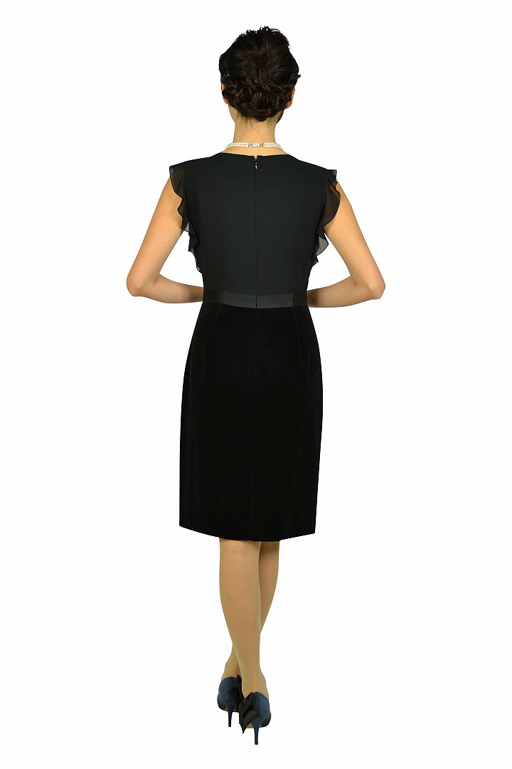 Iラインベロアスカートブラックドレス