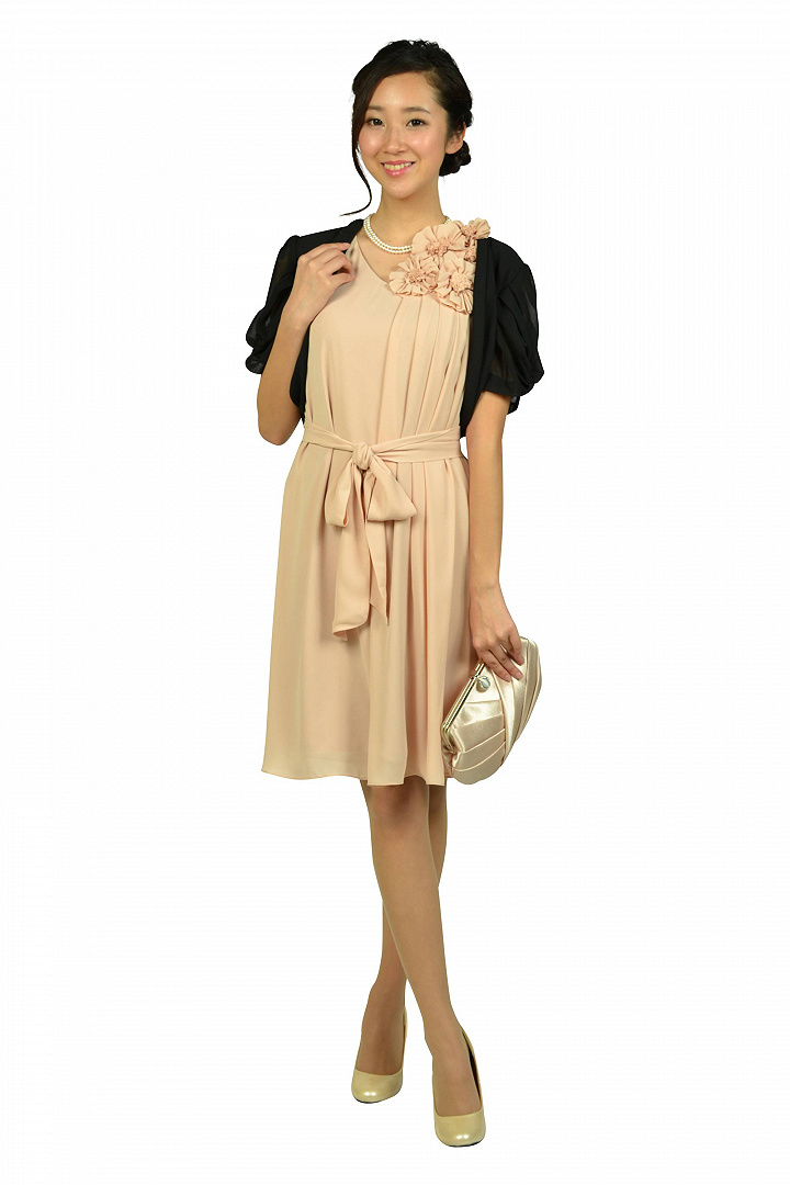 フラワーコサージュベージュドレス