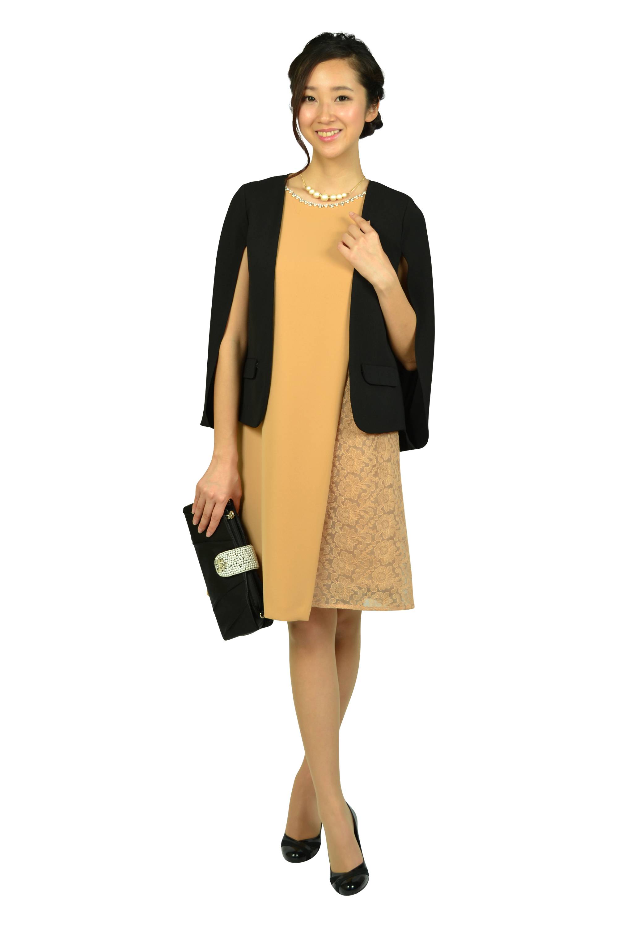 ケープ袖ブラックジャケット